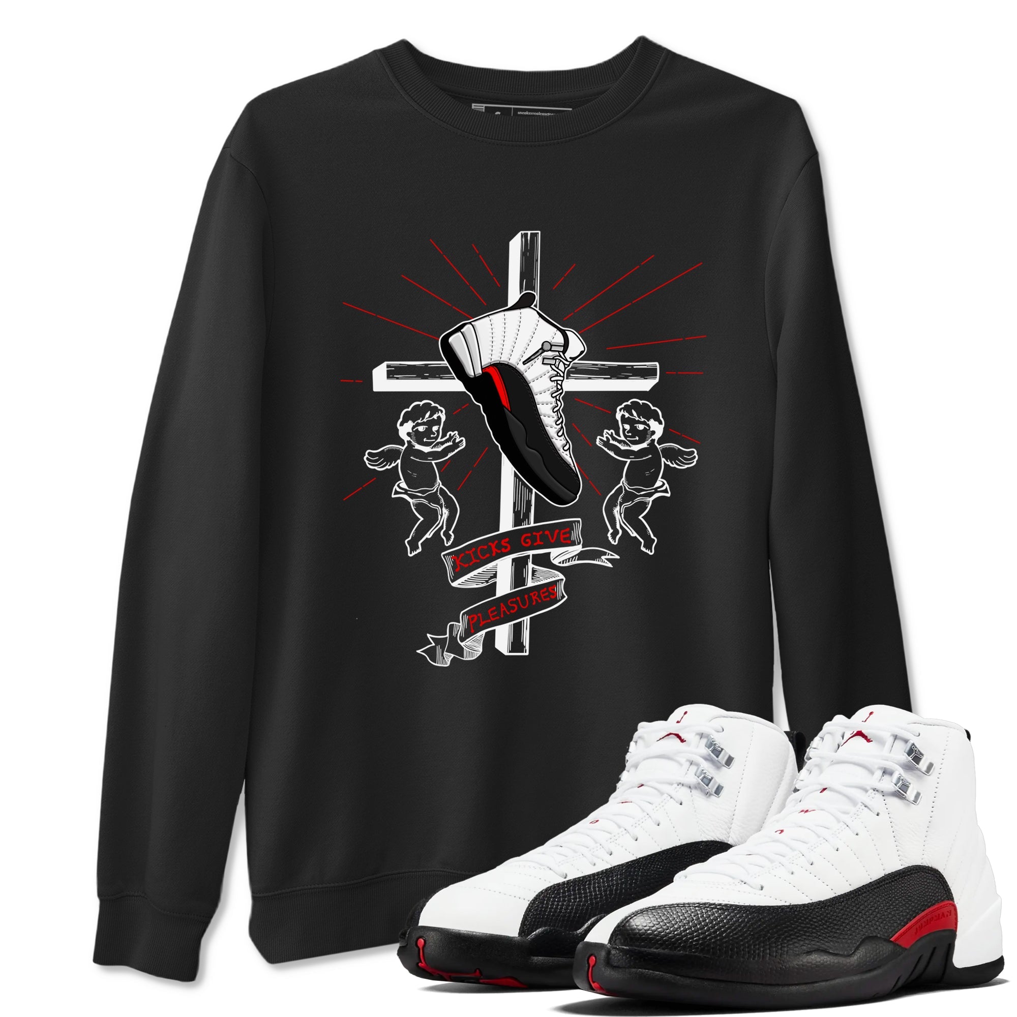 Air Jordan 12 Red Taxi shirts to match jordans Kicks Give Pleasures sneaker match tees 12s Red Taxi Drip Gear Zone unisex cotton Black 1 crew neck shirt