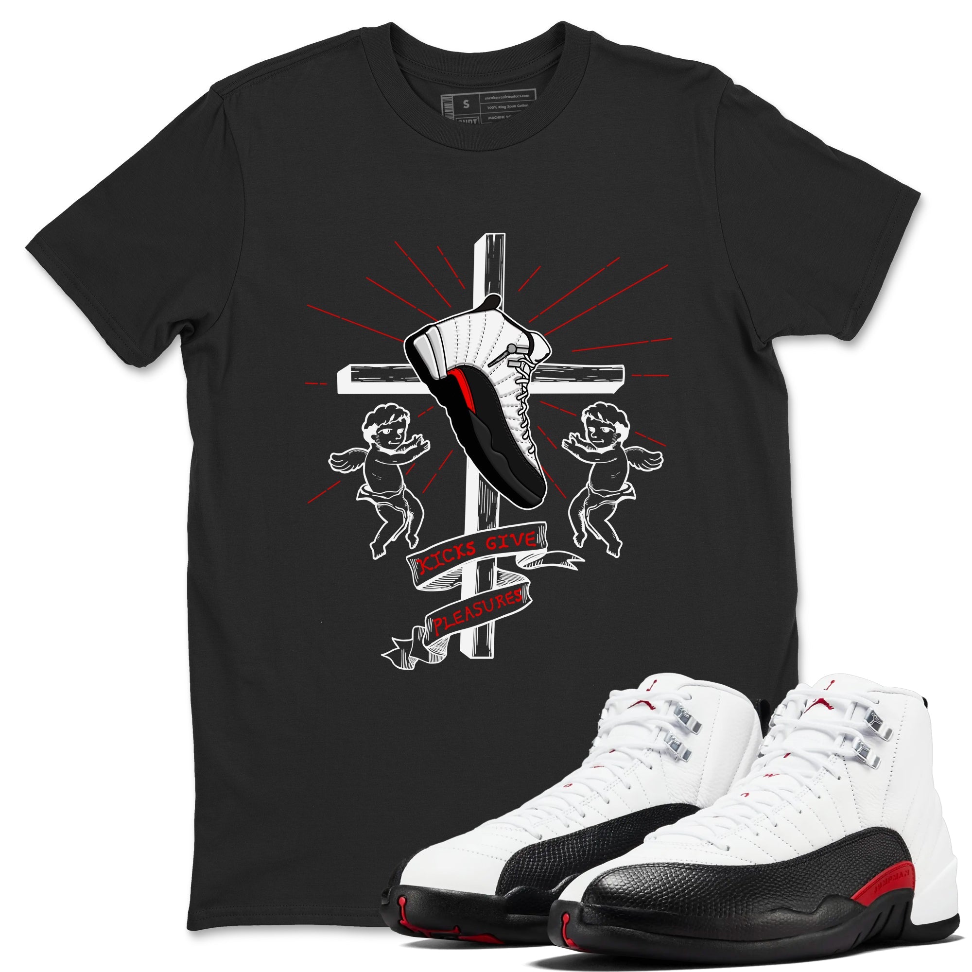 Air Jordan 12 Red Taxi shirts to match jordans Kicks Give Pleasures sneaker match tees 12s Red Taxi Drip Gear Zone unisex cotton Black 1 crew neck shirt