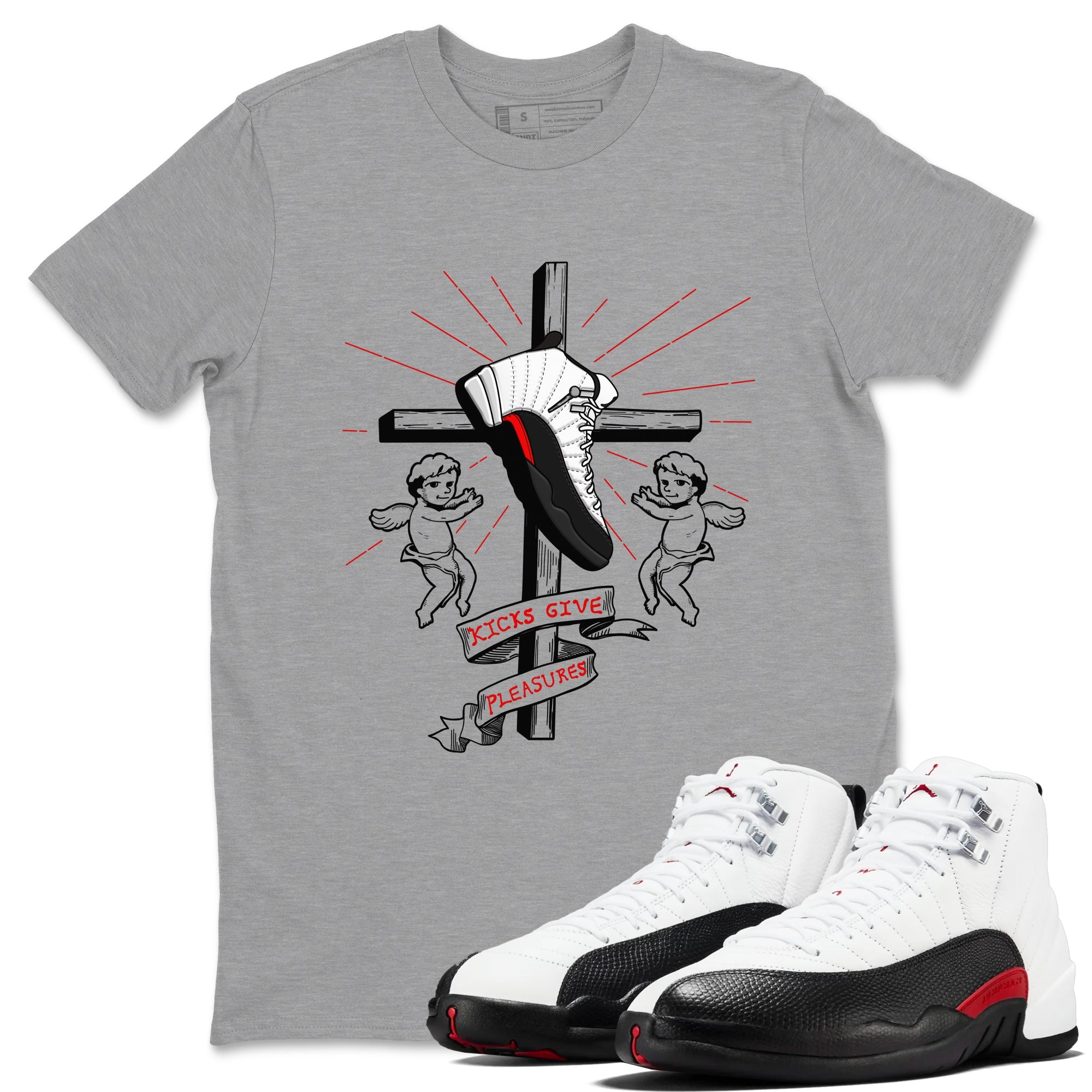 Air Jordan 12 Red Taxi shirts to match jordans Kicks Give Pleasures sneaker match tees 12s Red Taxi Drip Gear Zone unisex cotton Heather Grey 1 crew neck shirt