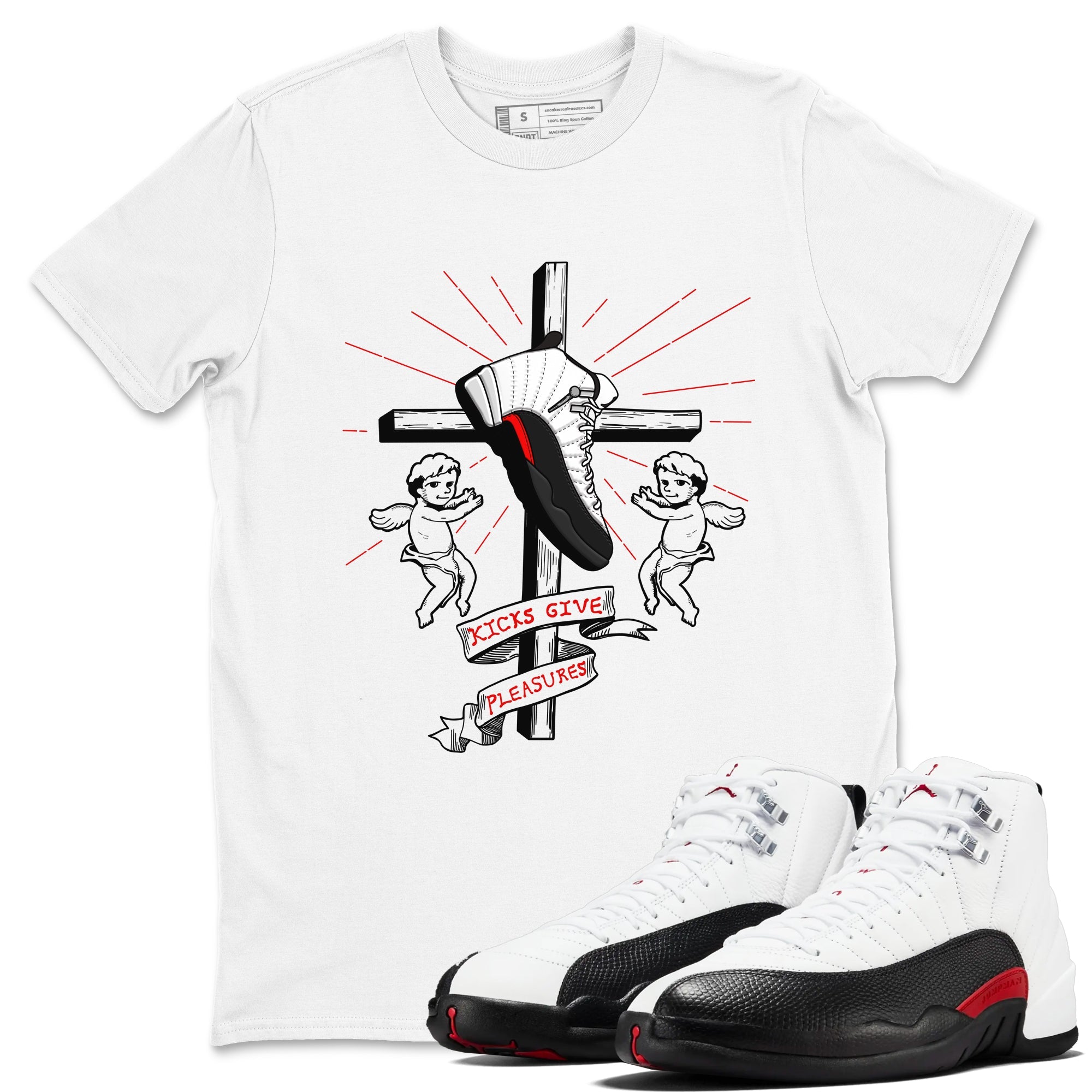 Air Jordan 12 Red Taxi shirts to match jordans Kicks Give Pleasures sneaker match tees 12s Red Taxi Drip Gear Zone unisex cotton White 1 crew neck shirt