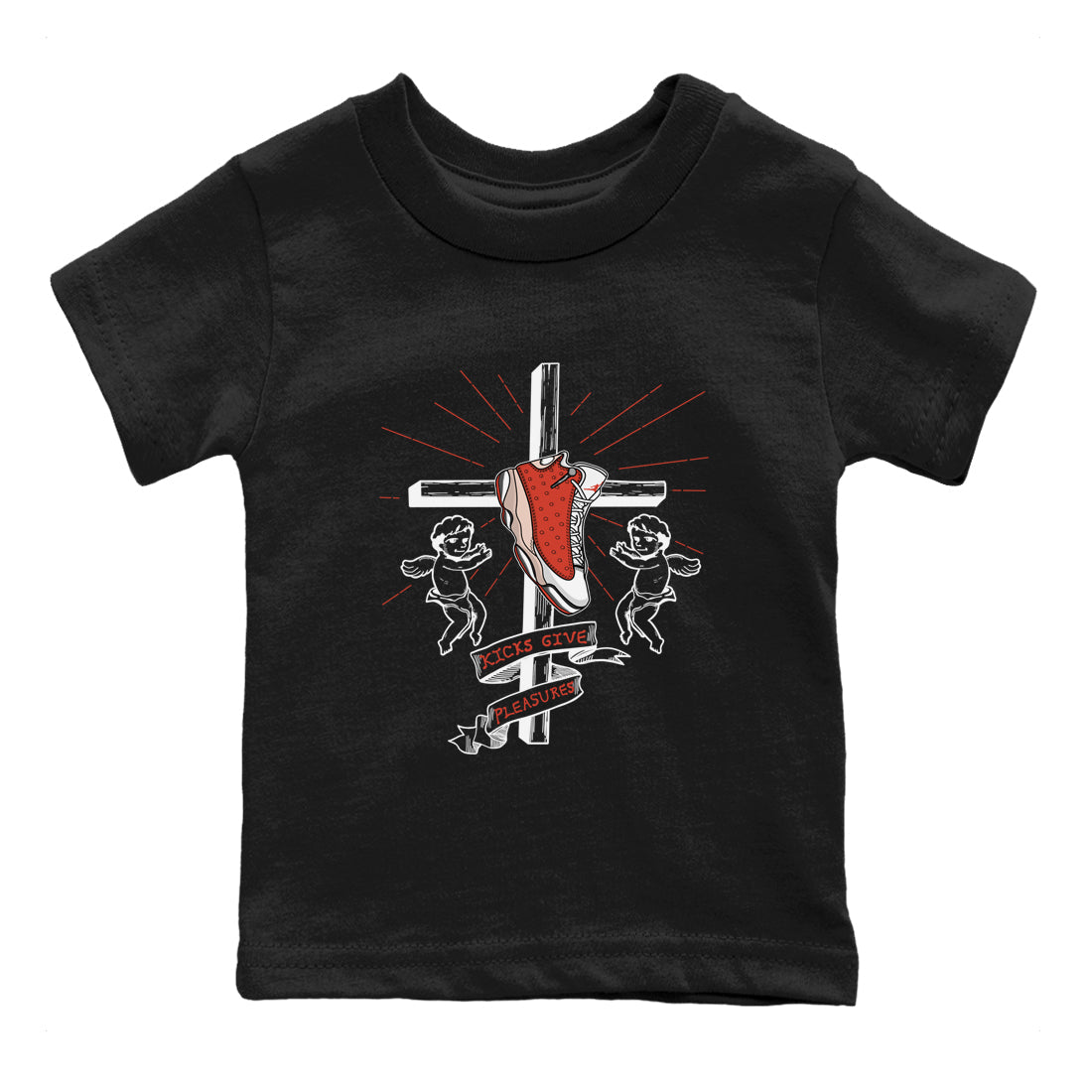 13s Dune Red shirts to match jordans Kicks Give Pleasures sneaker match tees Air Jordan 13 Dune Red Drip Gear Zone streetwear brand Baby and Youth Black 2 cotton tee