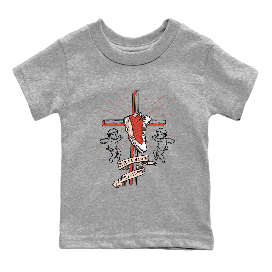 13s Dune Red shirts to match jordans Kicks Give Pleasures sneaker match tees Air Jordan 13 Dune Red Drip Gear Zone streetwear brand Baby and Youth Heather Grey 2 cotton tee