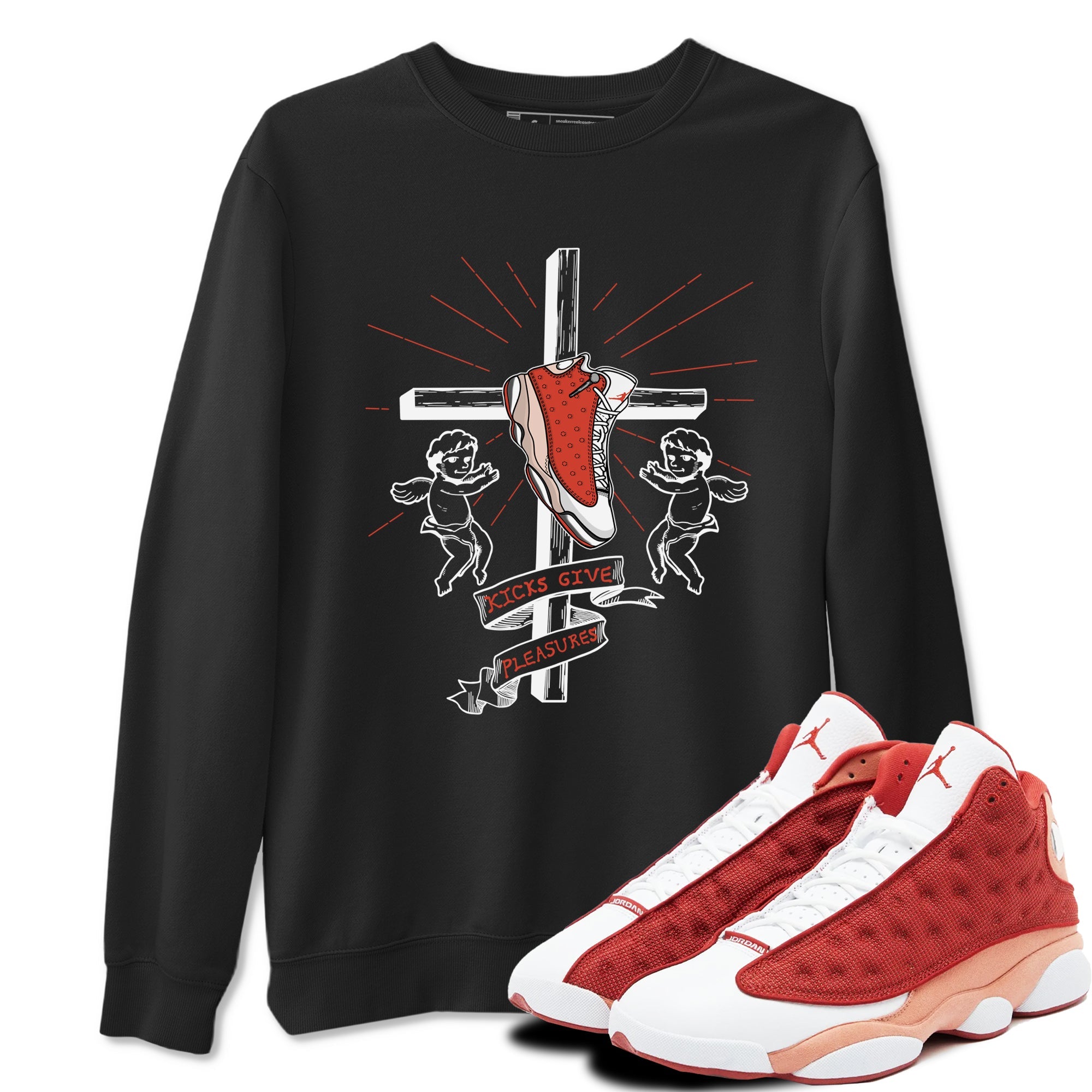 13s Dune Red shirts to match jordans Kicks Give Pleasures sneaker match tees Air Jordan 13 Dune Red Drip Gear Zone streetwear brand Black 1 unisex cotton tee
