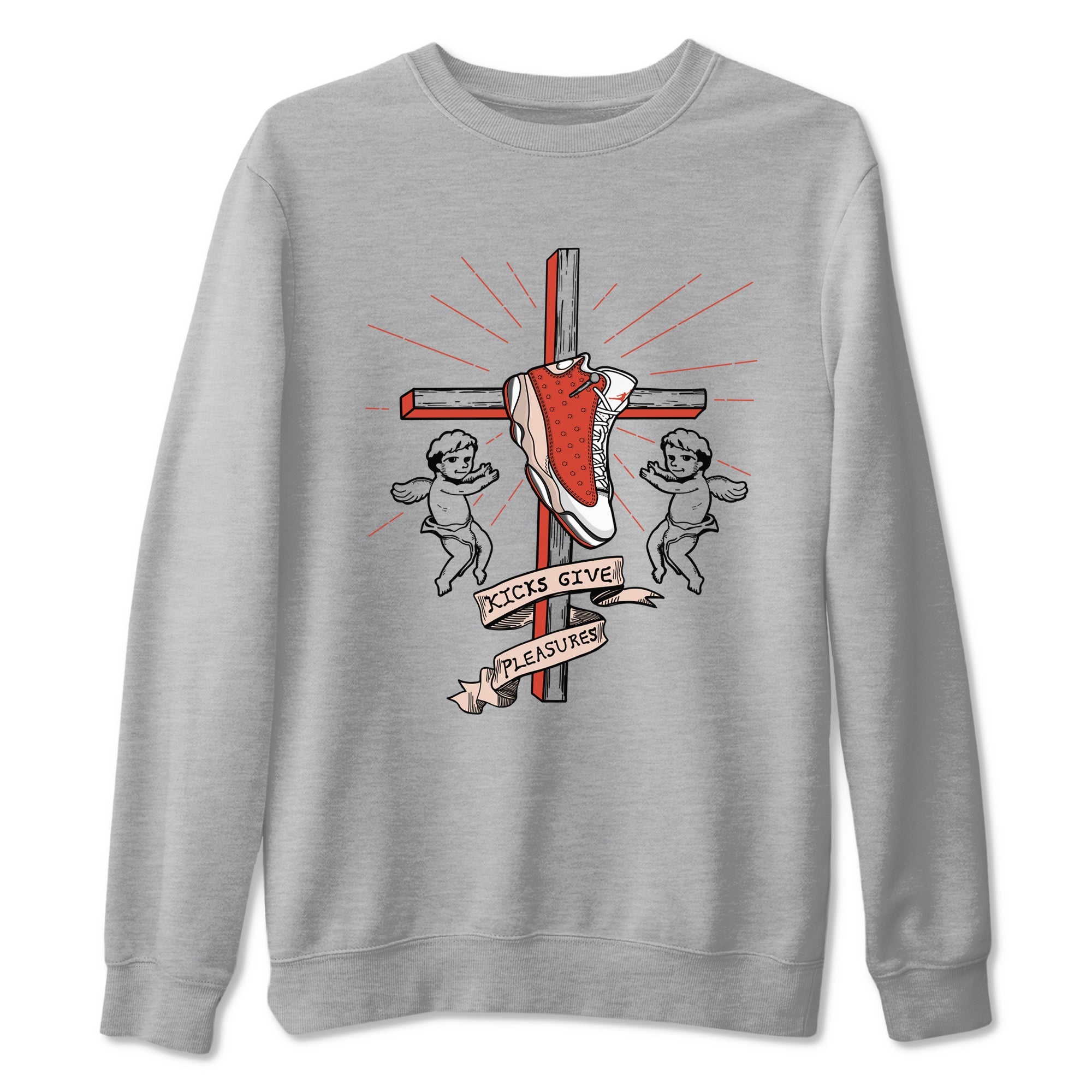 13s Dune Red shirts to match jordans Kicks Give Pleasures sneaker match tees Air Jordan 13 Dune Red Drip Gear Zone streetwear brand Heather Grey 2 unisex cotton tee