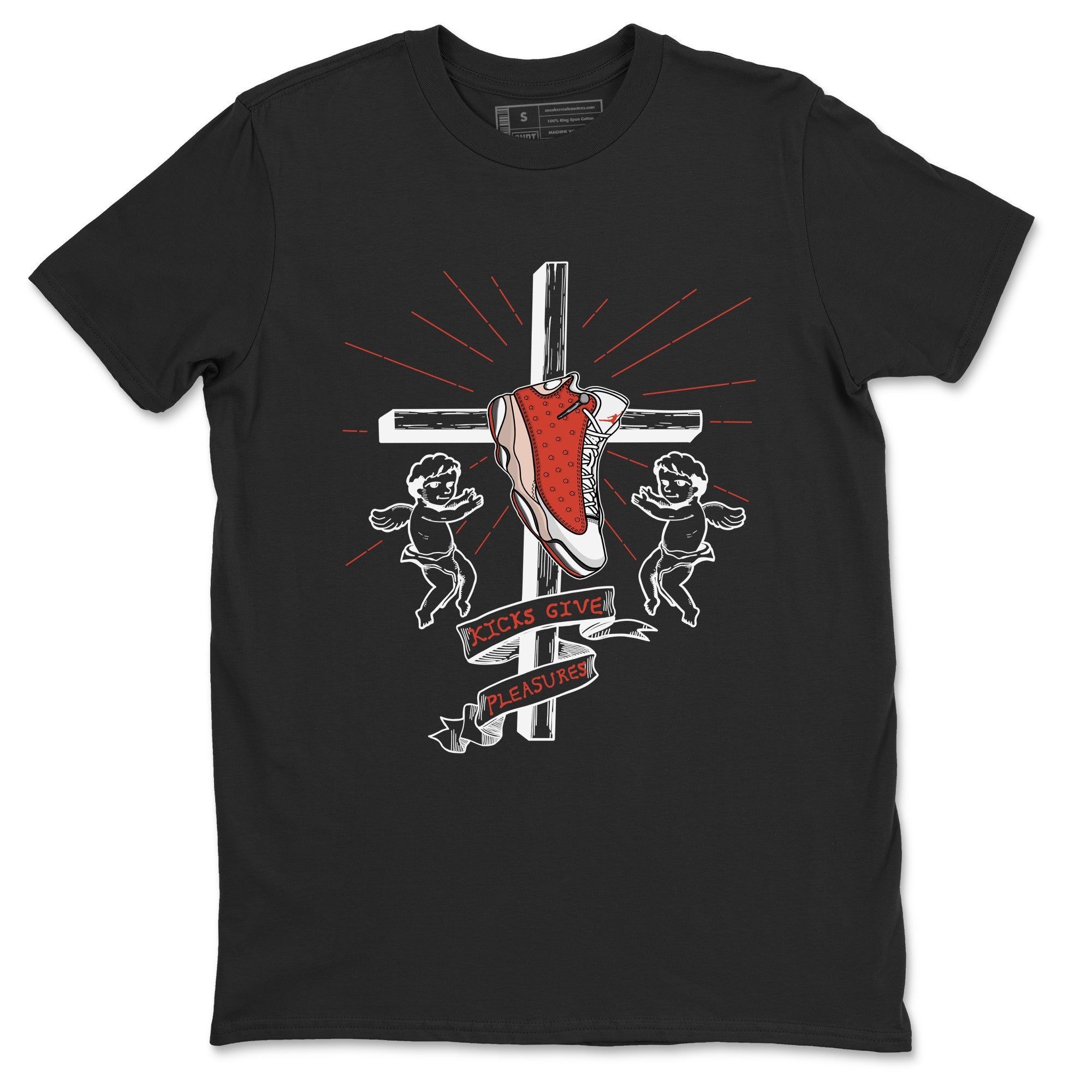 13s Dune Red shirts to match jordans Kicks Give Pleasures sneaker match tees Air Jordan 13 Dune Red Drip Gear Zone streetwear brand Black 2 unisex cotton tee