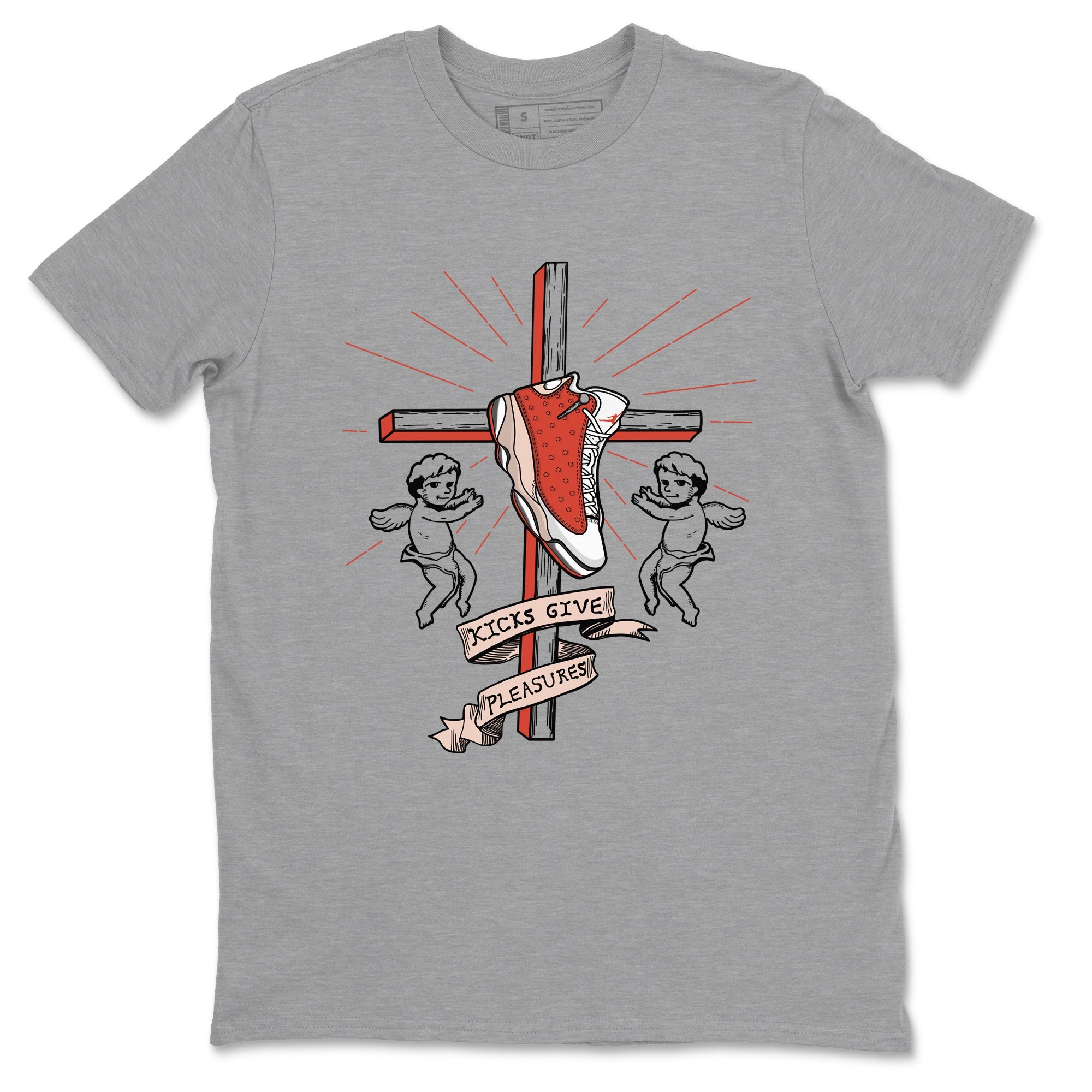 13s Dune Red shirts to match jordans Kicks Give Pleasures sneaker match tees Air Jordan 13 Dune Red Drip Gear Zone streetwear brand Heather Grey 2 unisex cotton tee