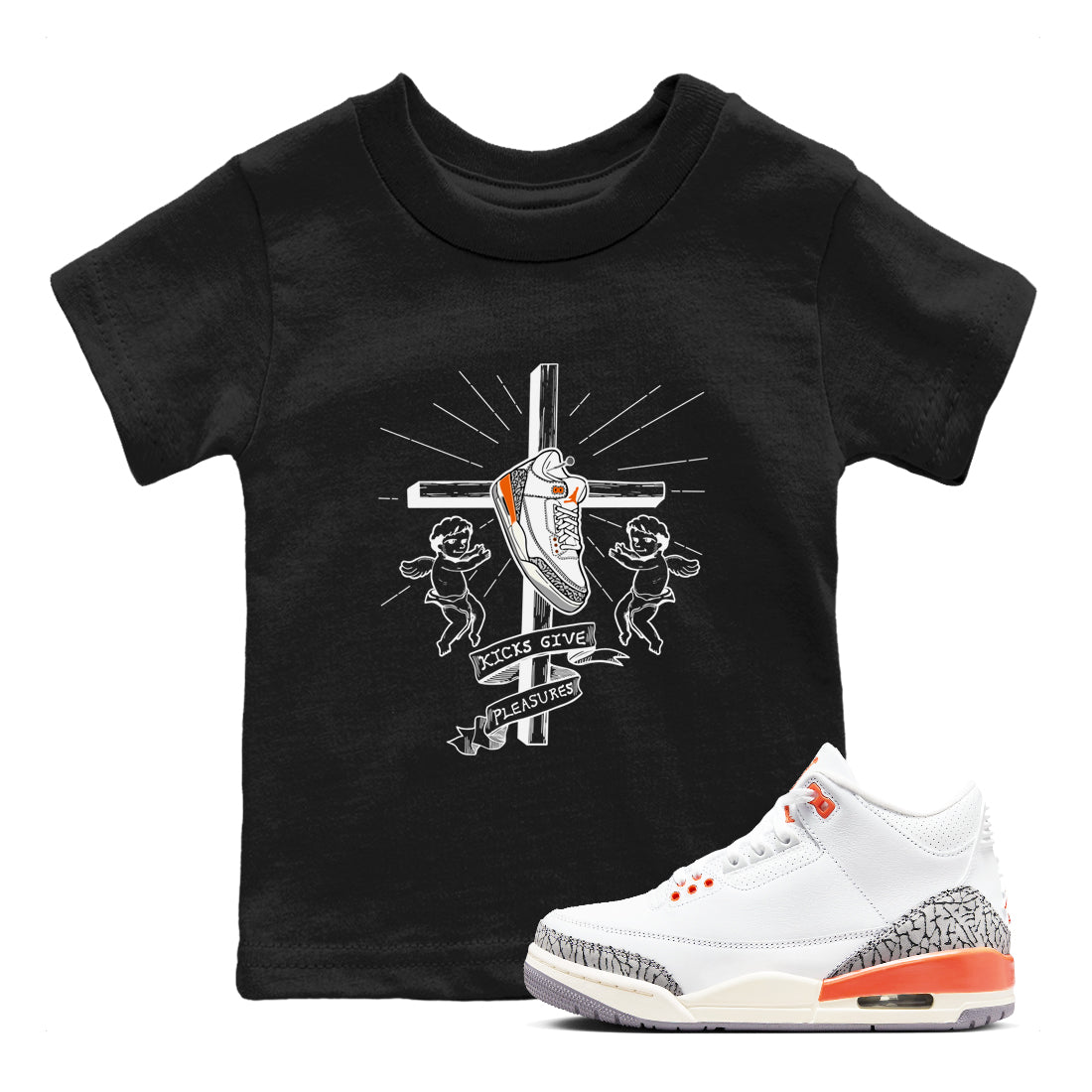 AJ3 Georgia Peach shirt to match jordans Kicks Give Pleasures sneaker tees Air Jordan 3 Georgia Peach Drip Gear Zone baby toddler Black 1 cotton Shirt