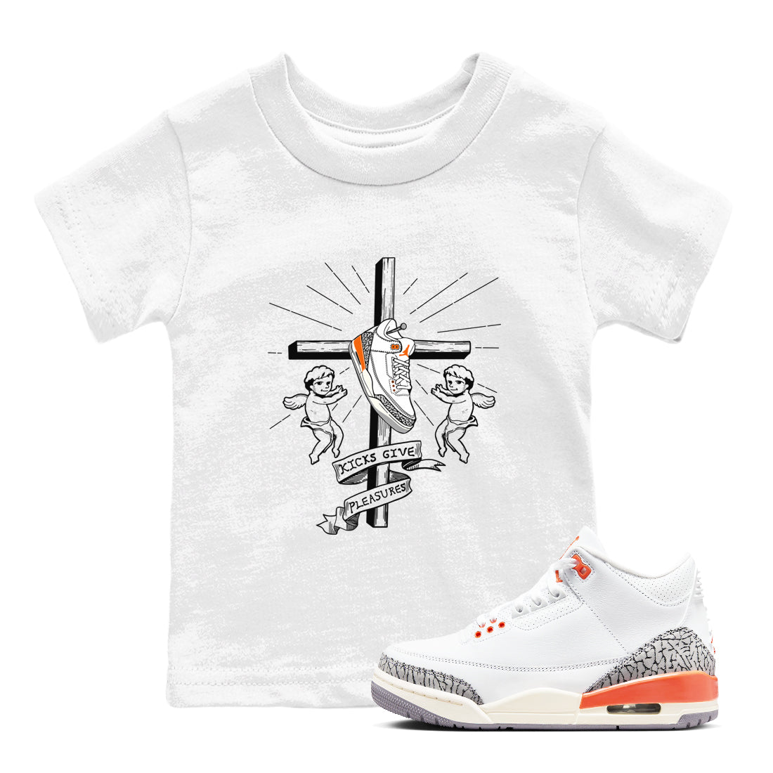 AJ3 Georgia Peach shirt to match jordans Kicks Give Pleasures sneaker tees Air Jordan 3 Georgia Peach Drip Gear Zone baby toddler White 1 cotton Shirt