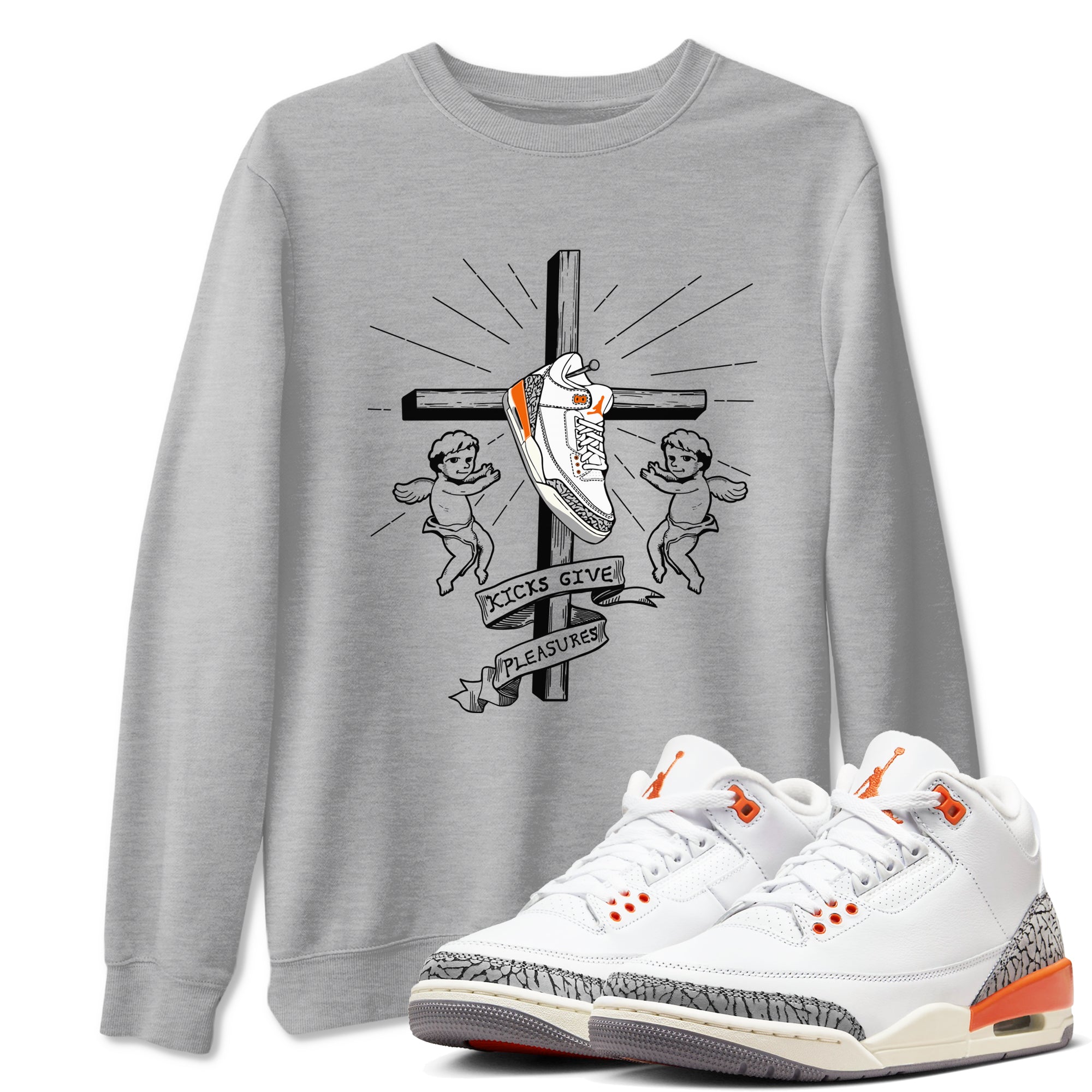 AJ3 Georgia Peach shirt to match jordans Kicks Give Pleasures sneaker tees Air Jordan 3 Georgia Peach Drip Gear Zone unisex cotton Heather Grey 1 crew neck shirt