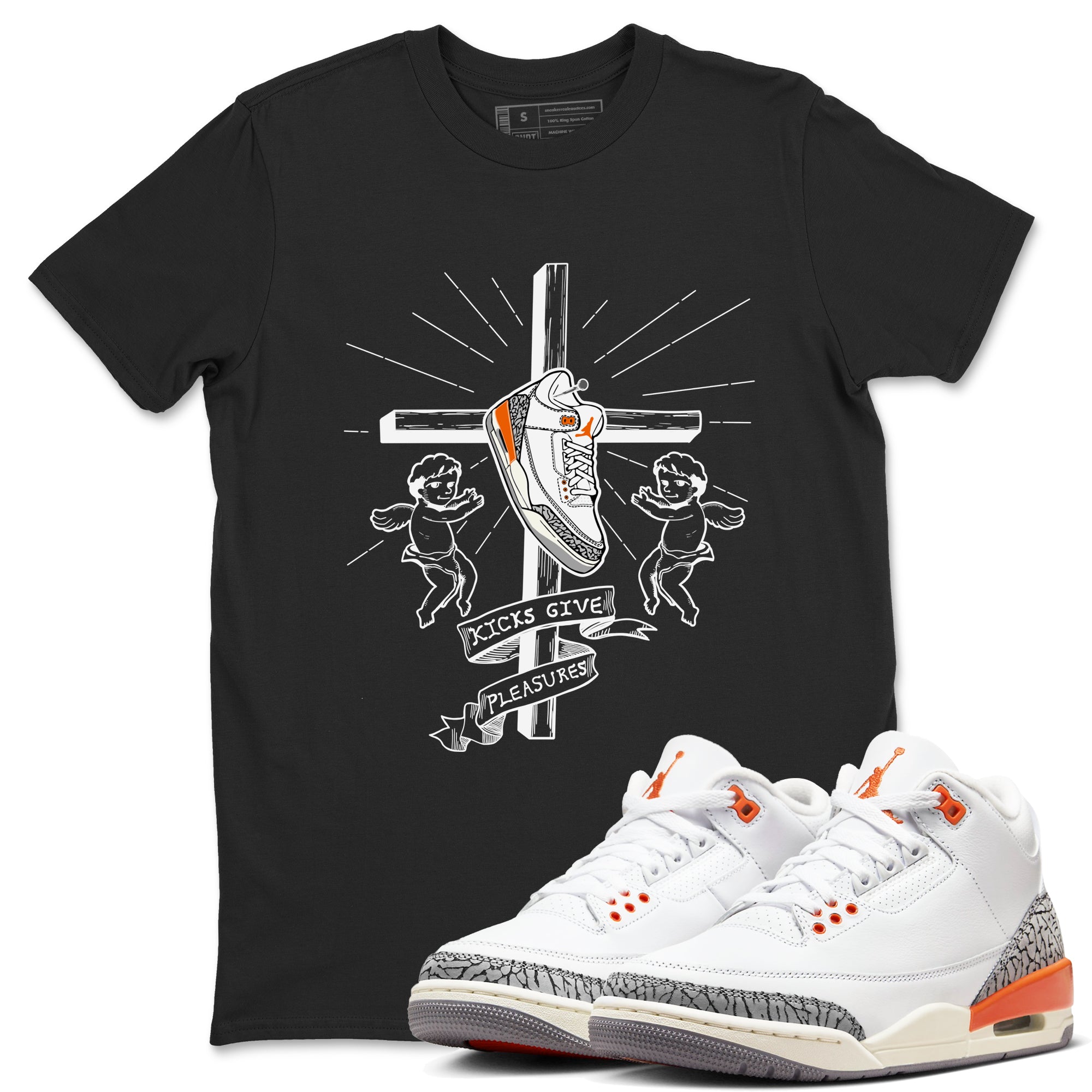 AJ3 Georgia Peach shirt to match jordans Kicks Give Pleasures sneaker tees Air Jordan 3 Georgia Peach Drip Gear Zone unisex cotton Black 1 crew neck shirt