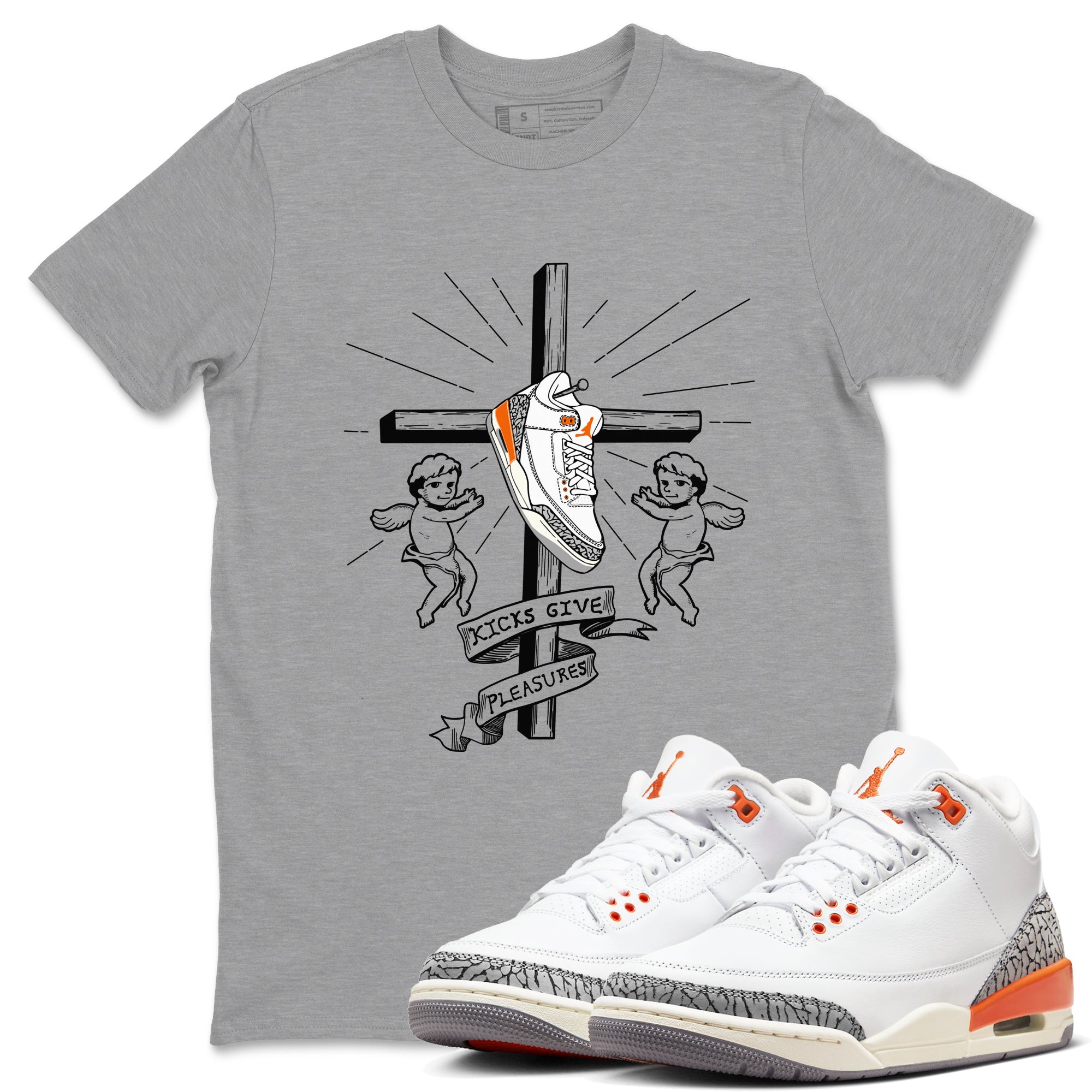 AJ3 Georgia Peach shirt to match jordans Kicks Give Pleasures sneaker tees Air Jordan 3 Georgia Peach Drip Gear Zone unisex cotton Heather Grey 1 crew neck shirt