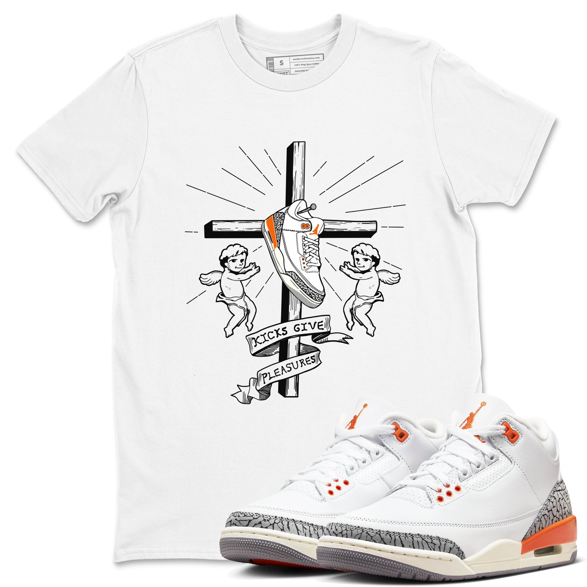 AJ3 Georgia Peach shirt to match jordans Kicks Give Pleasures sneaker tees Air Jordan 3 Georgia Peach Drip Gear Zone unisex cotton White 1 crew neck shirt