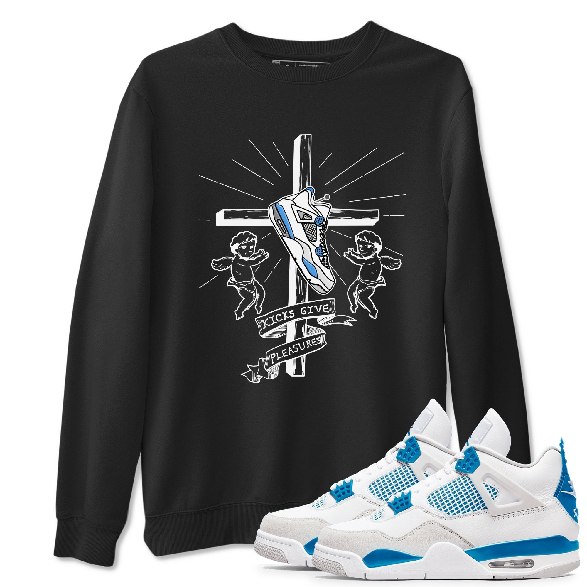 4s Military Blue shirt to match jordans Kicks Give Pleasures sneaker tees Air Jordan 4 Military Blue Drip Gear Zone unisex cotton Black 1 crew neck shirt