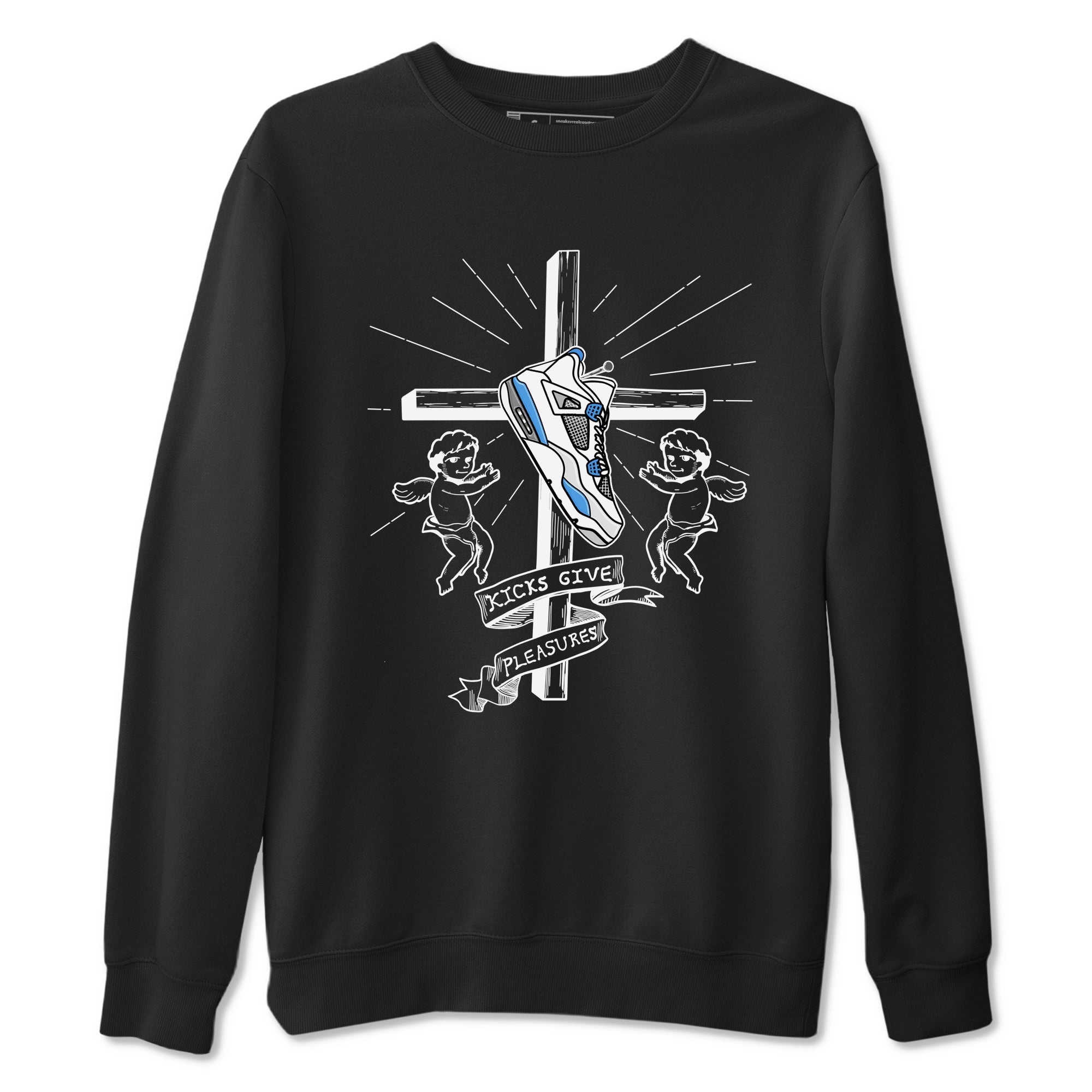 4s Military Blue shirt to match jordans Kicks Give Pleasures sneaker tees Air Jordan 4 Military Blue Drip Gear Zone unisex cotton Black 2 crew neck shirt