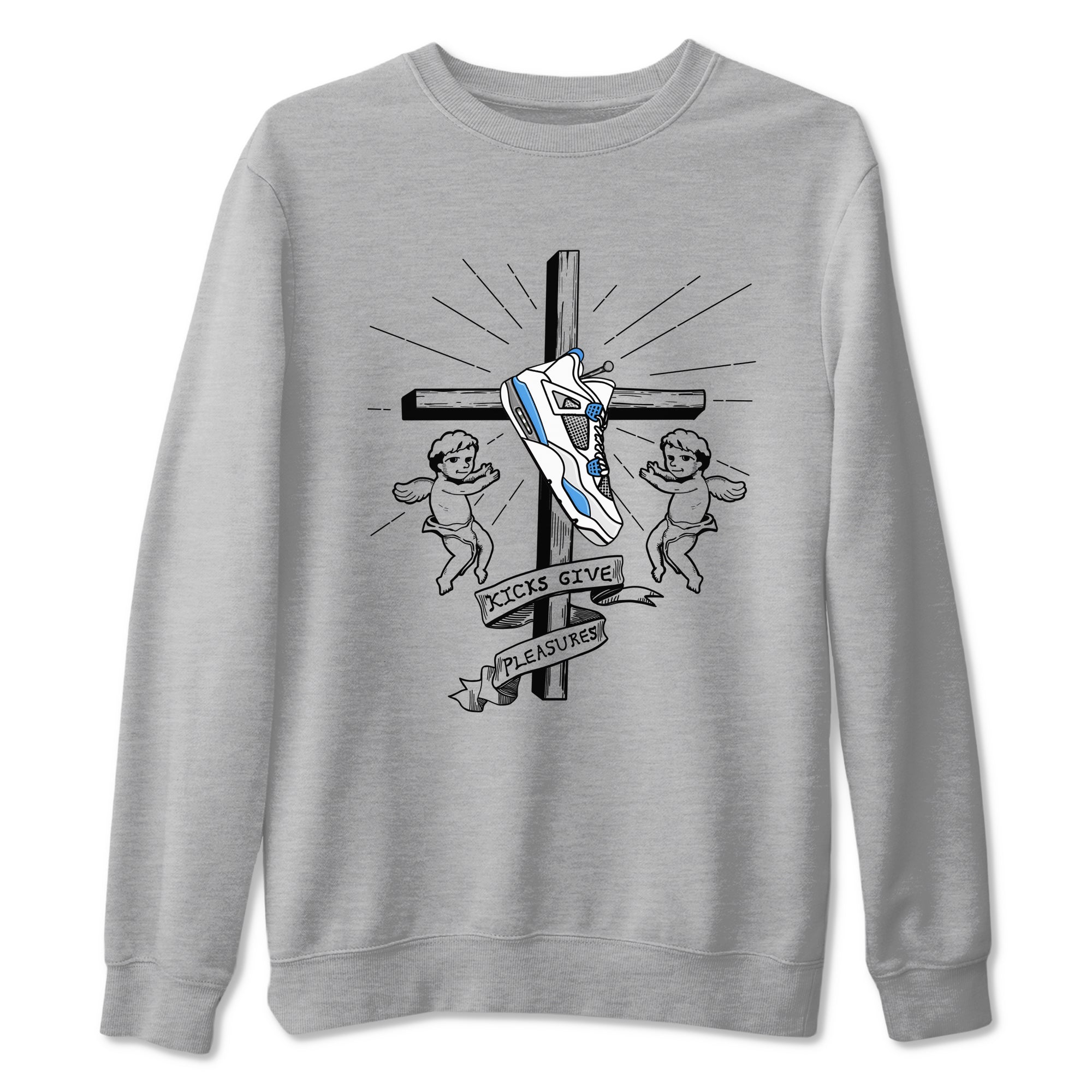 4s Military Blue shirt to match jordans Kicks Give Pleasures sneaker tees Air Jordan 4 Military Blue Drip Gear Zone unisex cotton Heather Grey 2 crew neck shirt