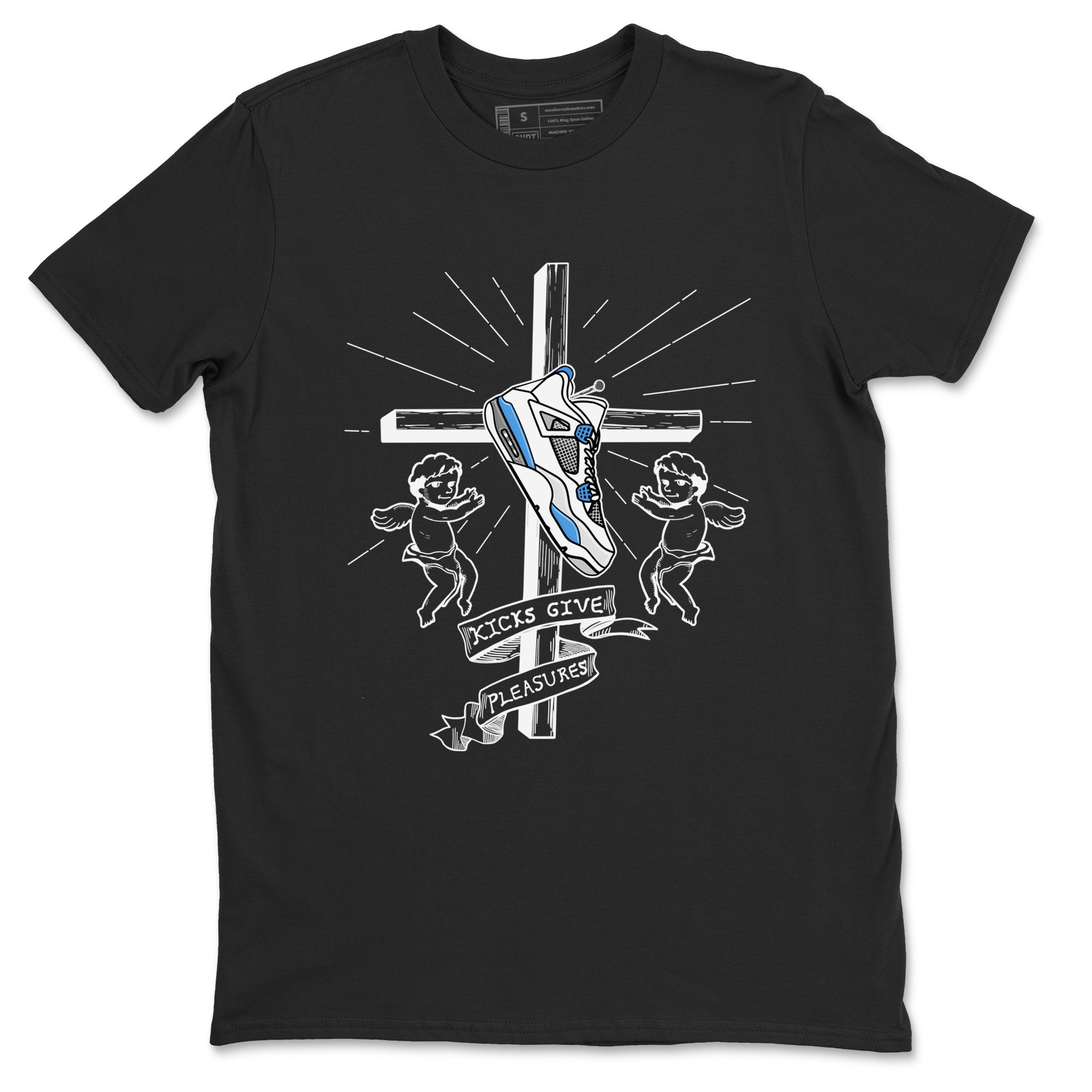 4s Military Blue shirt to match jordans Kicks Give Pleasures sneaker tees Air Jordan 4 Military Blue Drip Gear Zone unisex cotton Black 2 crew neck shirt