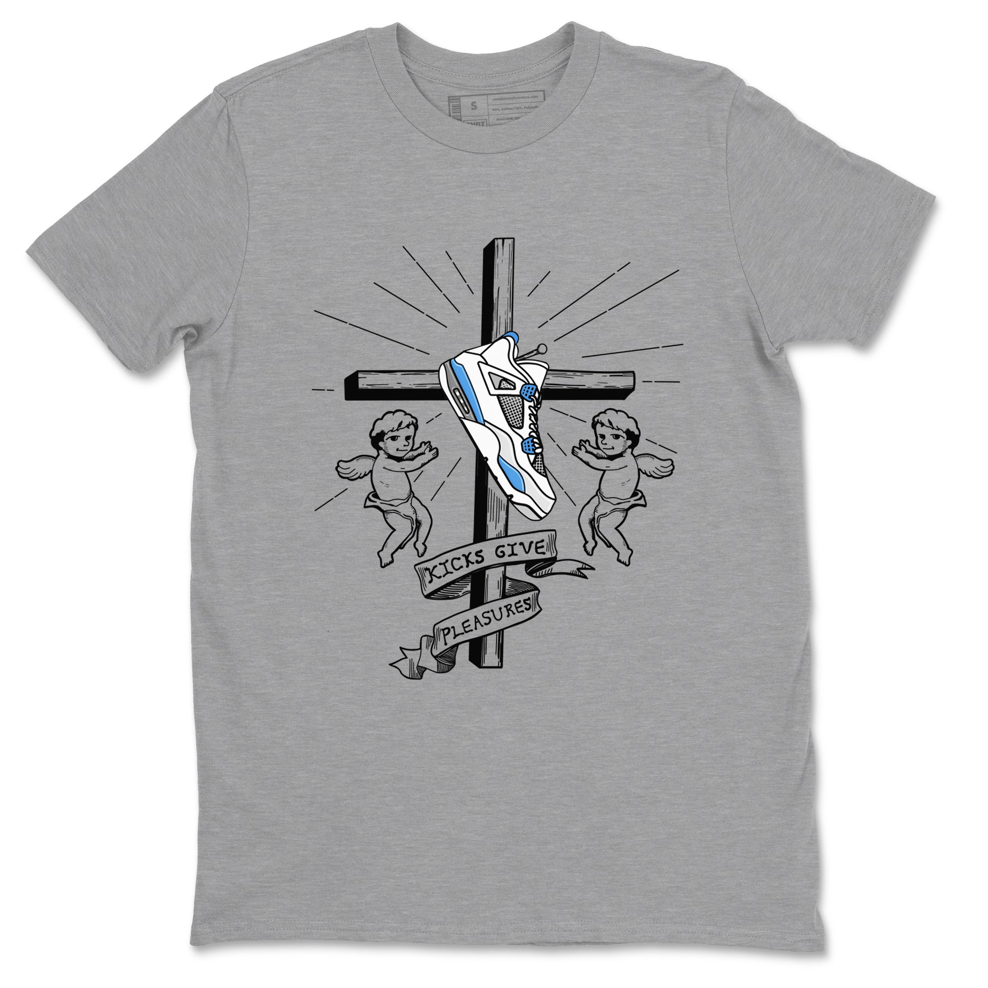 4s Military Blue shirt to match jordans Kicks Give Pleasures sneaker tees Air Jordan 4 Military Blue Drip Gear Zone unisex cotton Heather Grey 2 crew neck shirt
