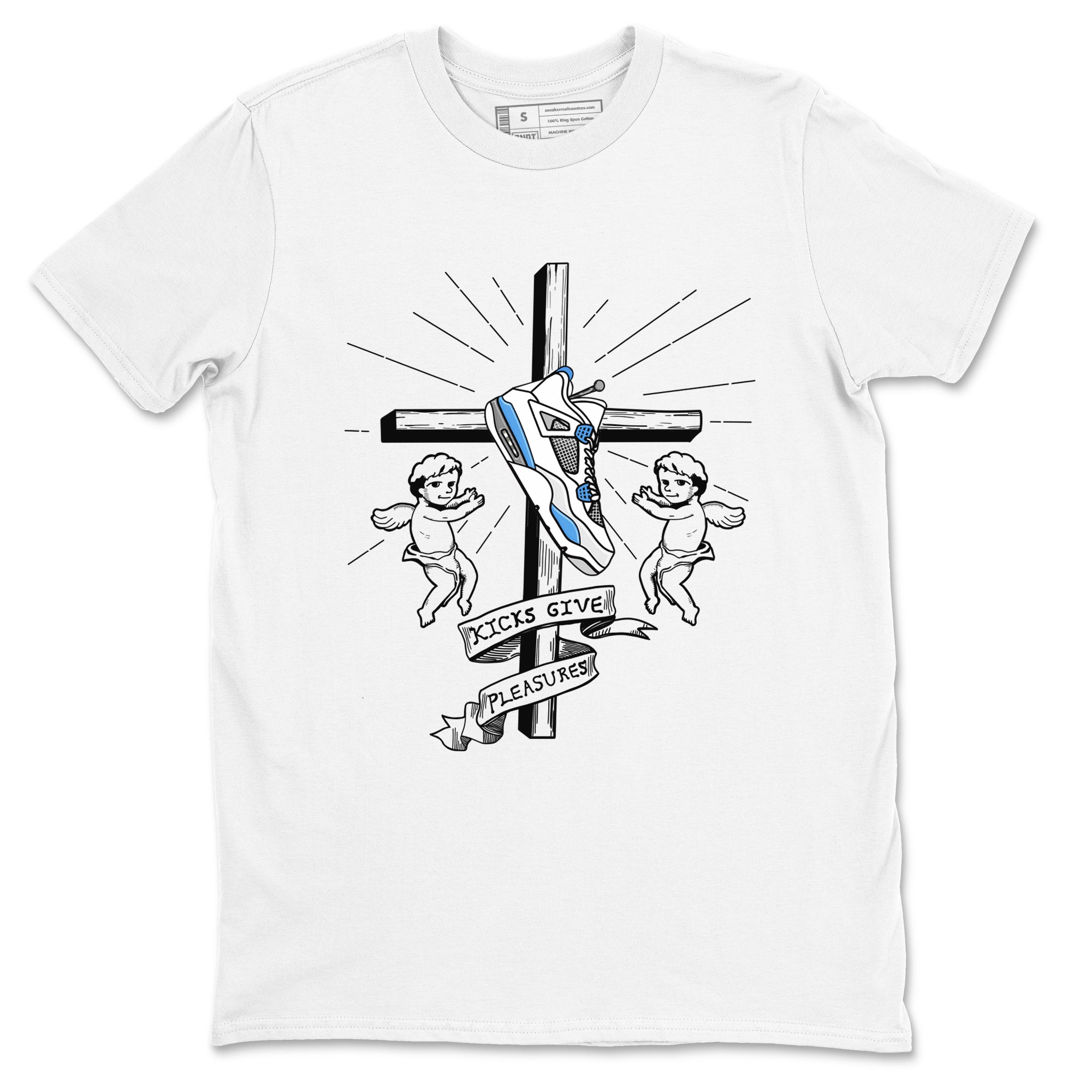 4s Military Blue shirt to match jordans Kicks Give Pleasures sneaker tees Air Jordan 4 Military Blue Drip Gear Zone unisex cotton White 2 crew neck shirt