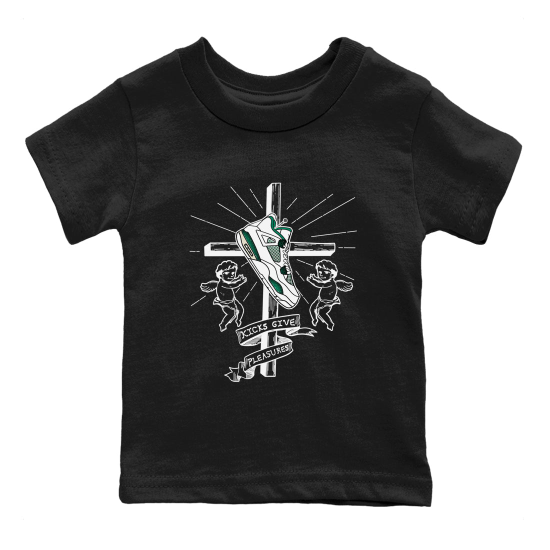 4s Oxidized Green shirts to match jordans Kicks Give Pleasures sneaker match tees Air Jordan 4 Oxidized Green Drip Gear Zone streetwear brand Baby and Youth Black 2 cotton tee