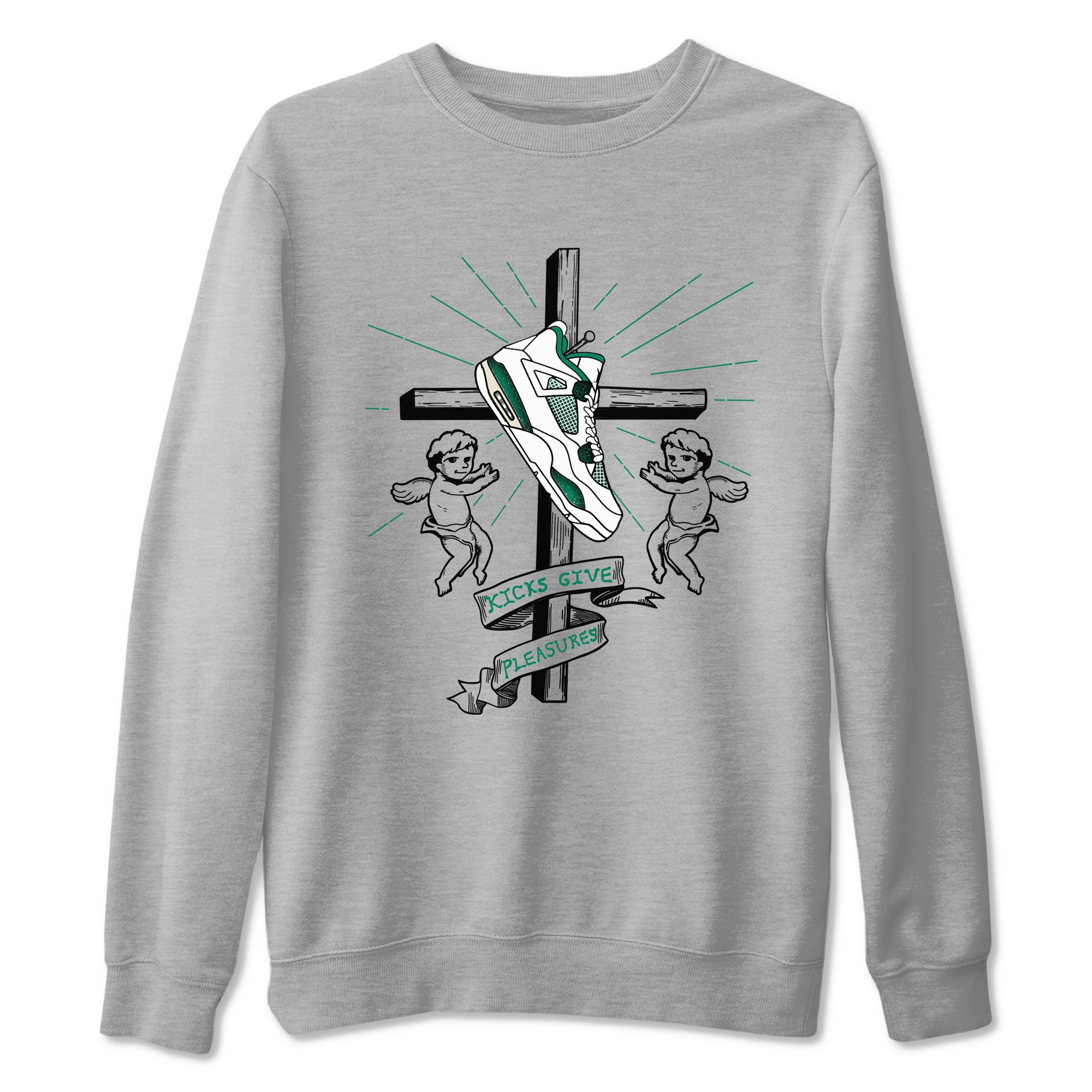 4s Oxidized Green shirts to match jordans Kicks Give Pleasures sneaker match tees Air Jordan 4 Oxidized Green Drip Gear Zone streetwear brand Heather Grey 2 unisex cotton tee