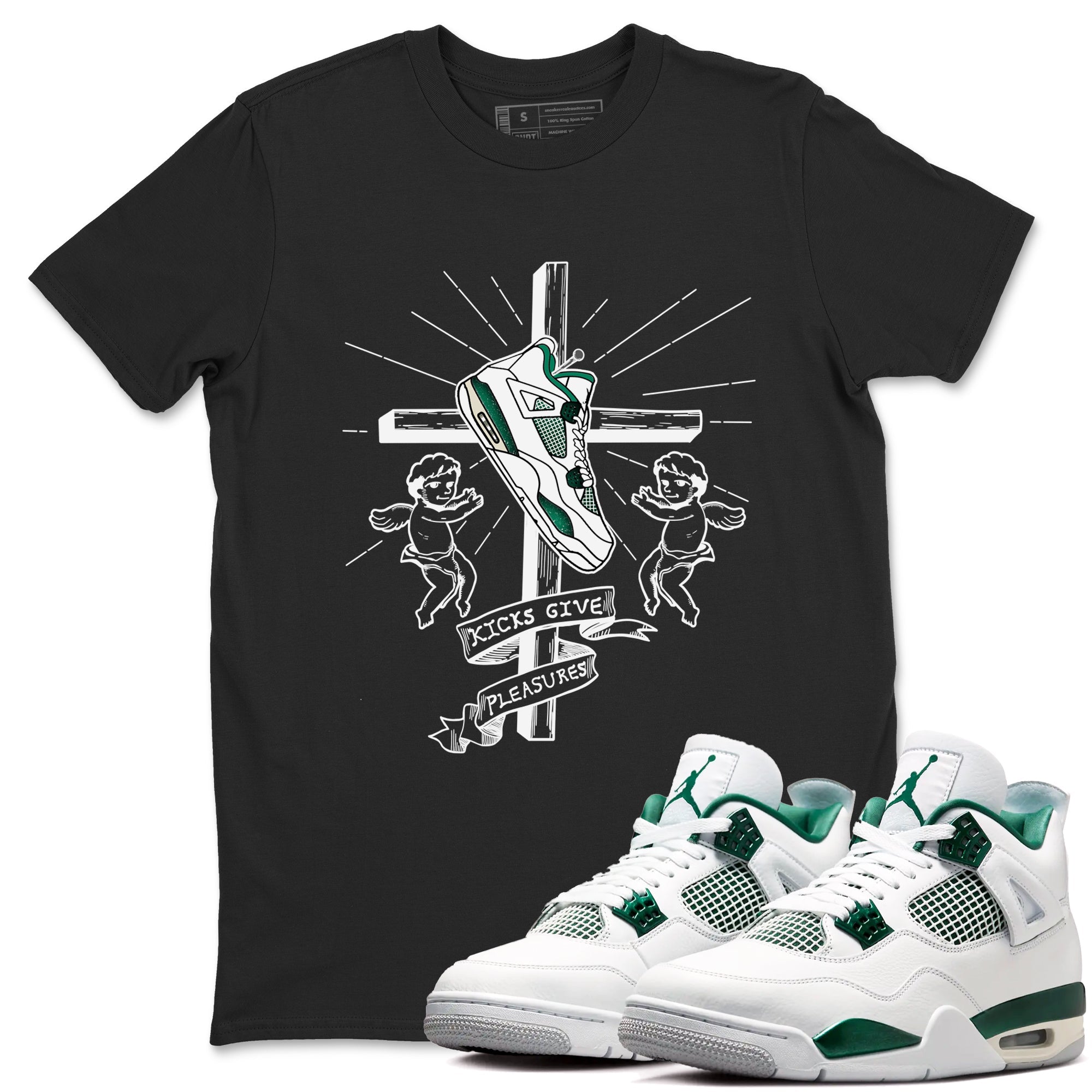 4s Oxidized Green shirts to match jordans Kicks Give Pleasures sneaker match tees Air Jordan 4 Oxidized Green Drip Gear Zone streetwear brand Black 1 unisex cotton tee