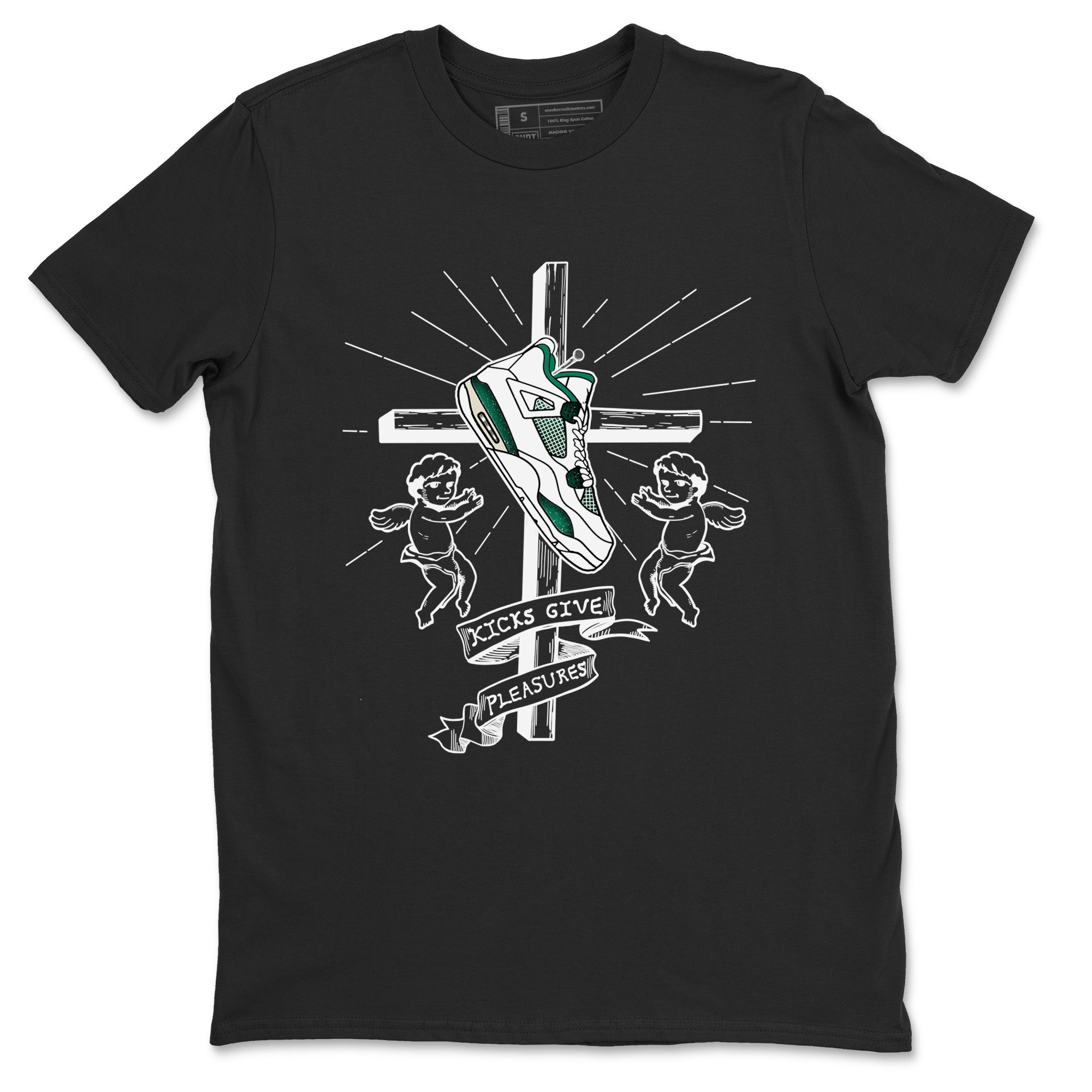 4s Oxidized Green shirts to match jordans Kicks Give Pleasures sneaker match tees Air Jordan 4 Oxidized Green Drip Gear Zone streetwear brand Black 2 unisex cotton tee