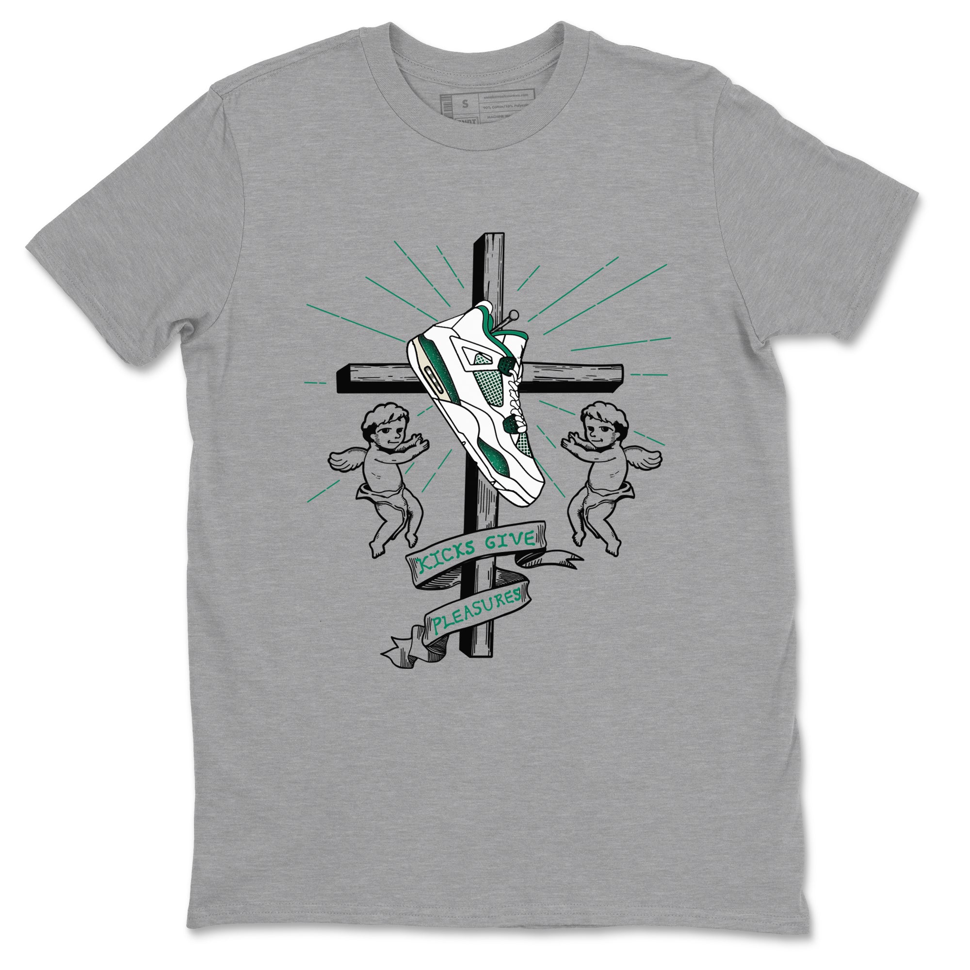 4s Oxidized Green shirts to match jordans Kicks Give Pleasures sneaker match tees Air Jordan 4 Oxidized Green Drip Gear Zone streetwear brand Heather Grey 2 unisex cotton tee