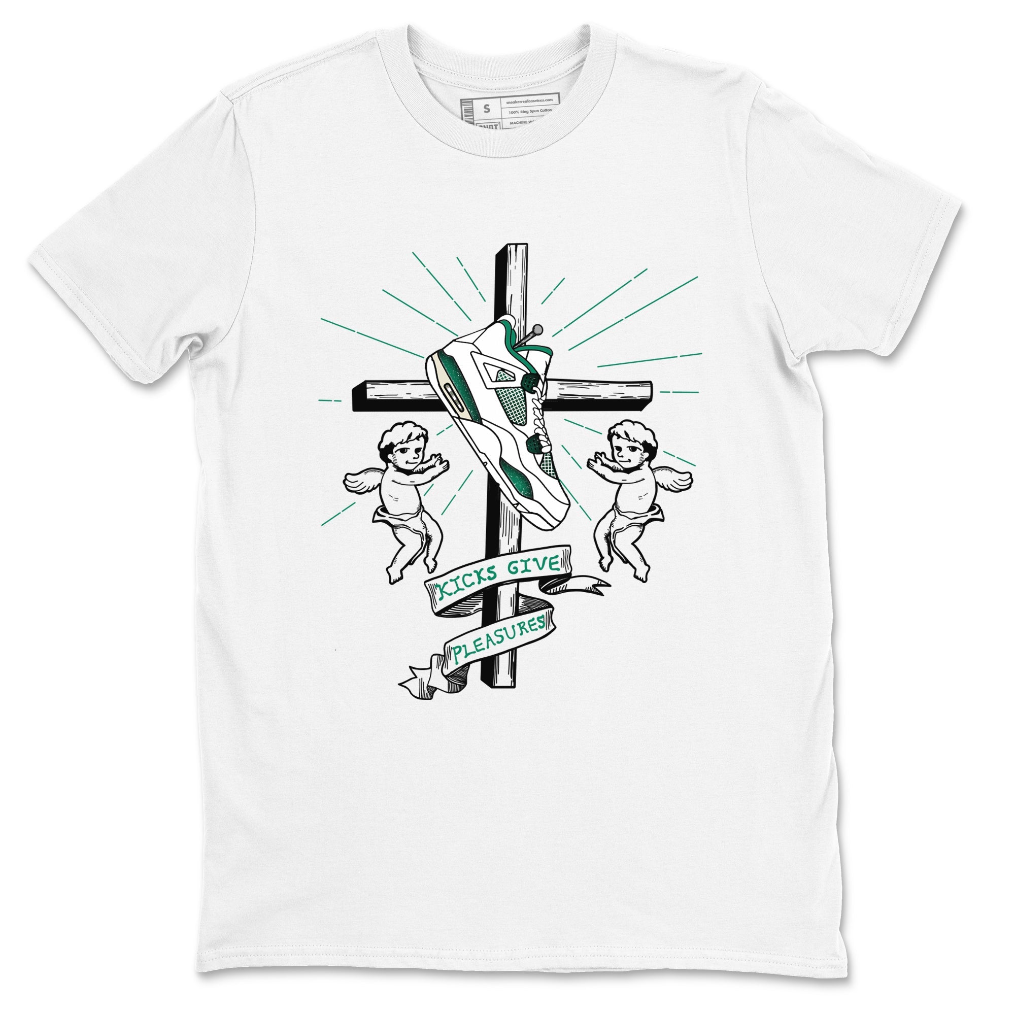 4s Oxidized Green shirts to match jordans Kicks Give Pleasures sneaker match tees Air Jordan 4 Oxidized Green Drip Gear Zone streetwear brand White 2 unisex cotton tee