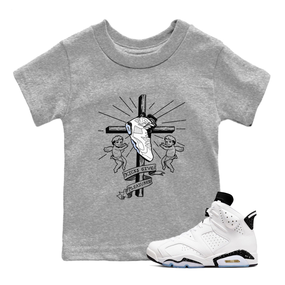 6s Reverse Cookies shirt to match jordans Kicks Give Pleasures sneaker tees Air Jordan 6 Reverse Cookies SNRT sneaker release tees baby toddler Heather Grey 1 cotton Shirt