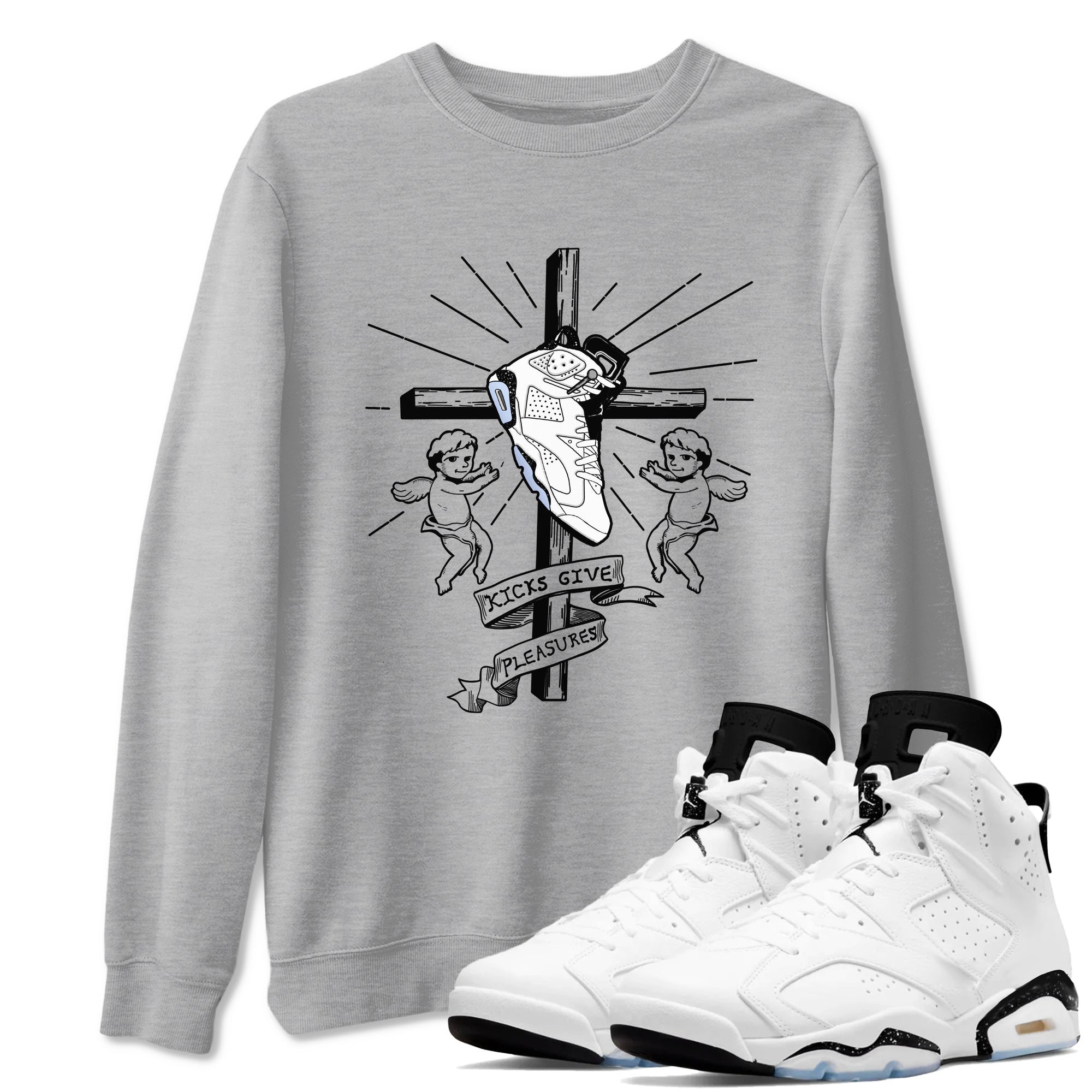 6s Reverse Cookies shirt to match jordans Kicks Give Pleasures sneaker tees Air Jordan 6 Reverse Cookies SNRT Sneaker Release Tees unisex cotton Heather Grey 1 crew neck shirt