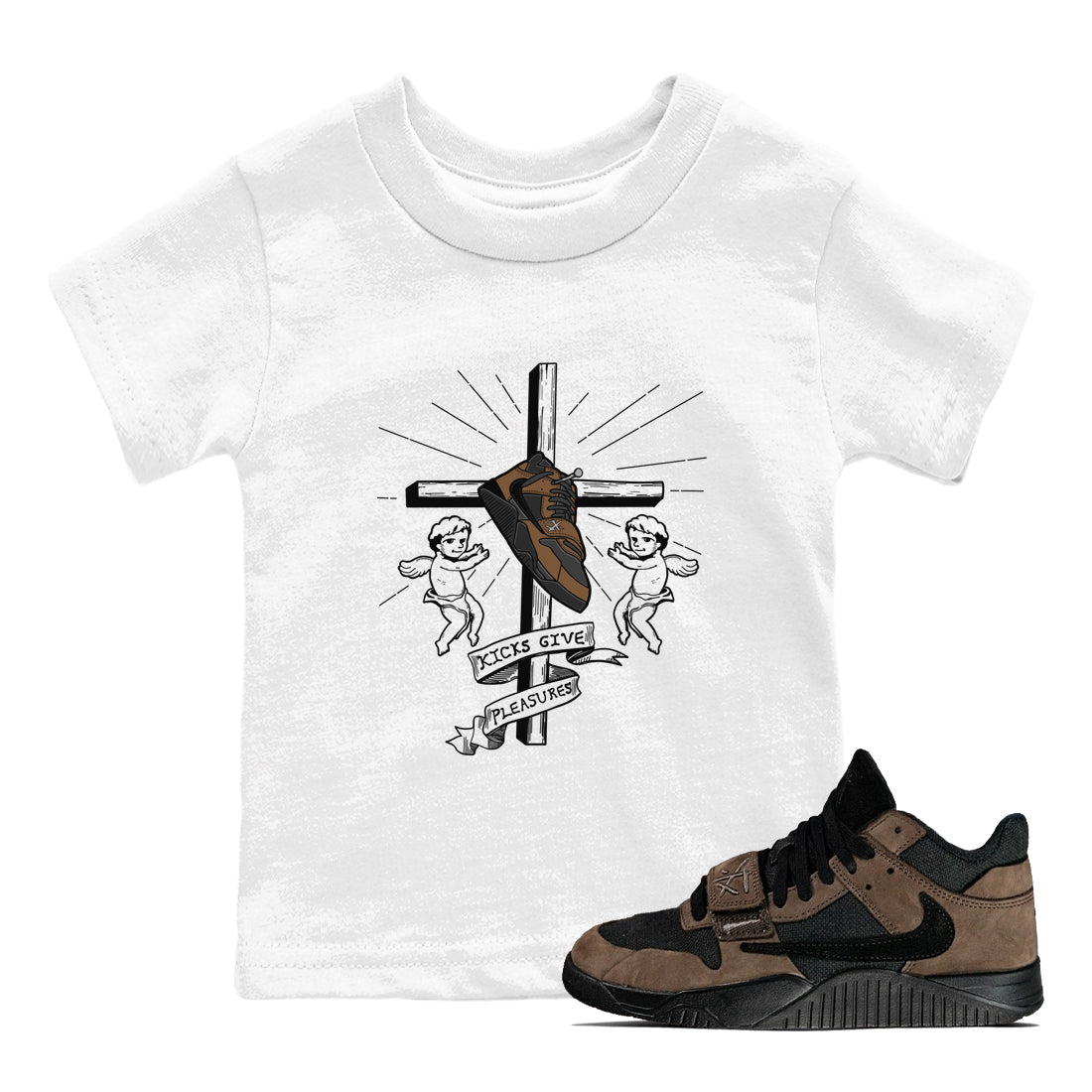 Jordan Jumpman Jack TR Travis Scott Dark Mocha shirts to match jordans Kicks Give Pleasures sneaker match tees Jordan Jumpman Jack Travis Scott Dark Mocha match shoes to clothes Drip Gear Zone Youth Baby White 1 tee