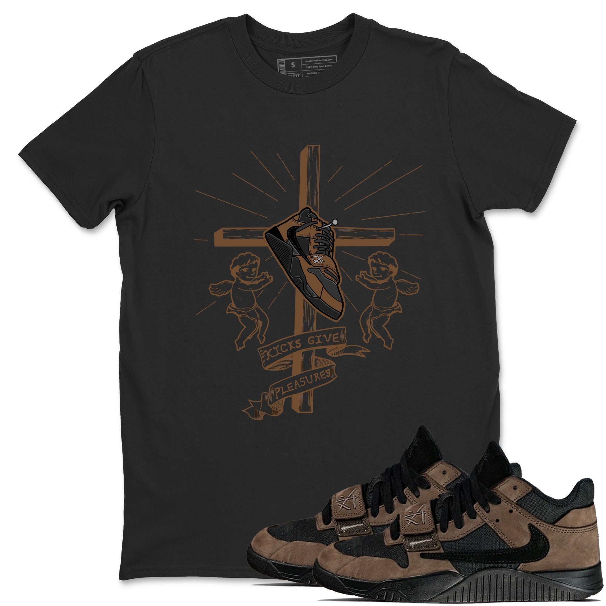 Jordan Jumpman Jack TR Travis Scott Dark Mocha shirts to match jordans Kicks Give Pleasures sneaker match tees Jordan Jumpman Jack Travis Scott Dark Mocha match shoes to clothes Drip Gear Zone unisex cotton Black 1 shirts
