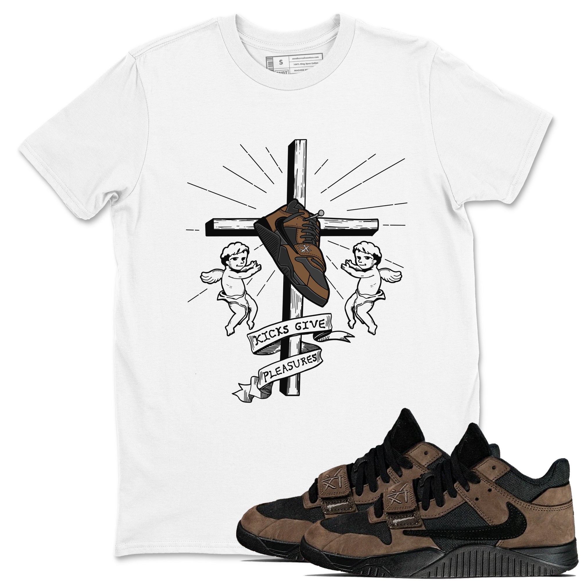 Jordan Jumpman Jack TR Travis Scott Dark Mocha shirts to match jordans Kicks Give Pleasures sneaker match tees Jordan Jumpman Jack Travis Scott Dark Mocha match shoes to clothes Drip Gear Zone unisex cotton White 1 shirts