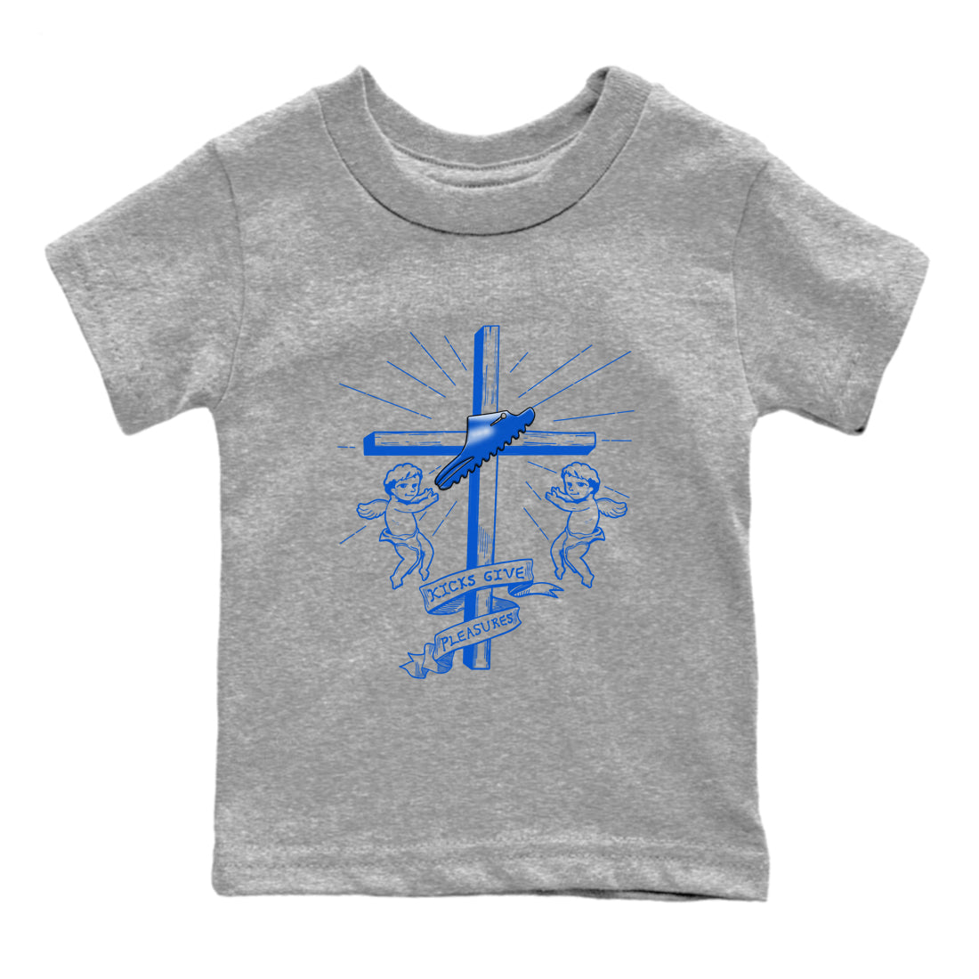 Yeezy Slide Azure shirts to match jordans Kicks Give You Pleasures sneaker match tees Yeezy Slide Azure Drip Gear Zone streetwear brand Baby and Youth Heather Grey 2 cotton tee