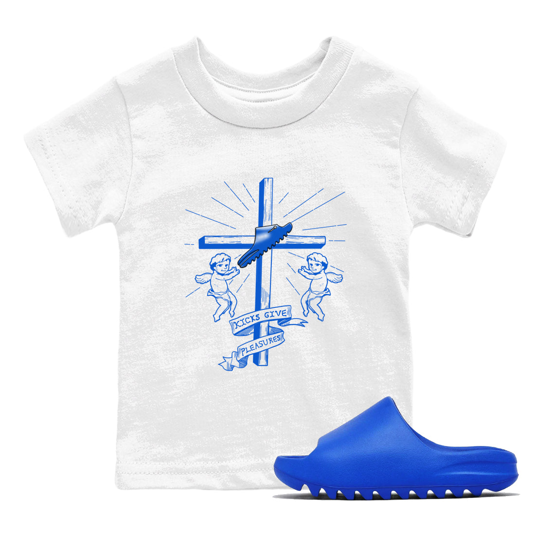 Yeezy Slide Azure shirts to match jordans Kicks Give You Pleasures sneaker match tees Yeezy Slide Azure Drip Gear Zone streetwear brand Baby and Youth White 1 cotton tee