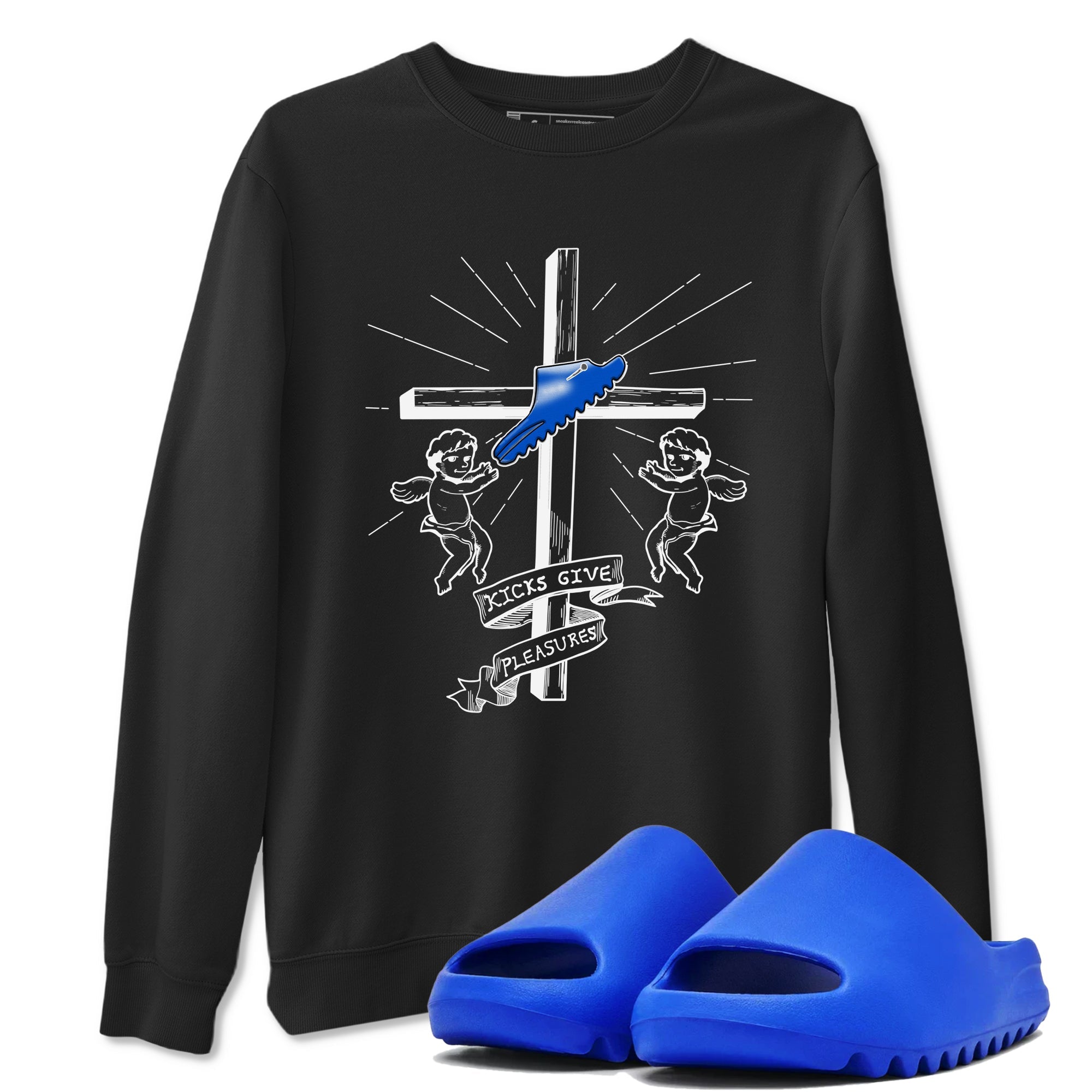 Yeezy Slide Azure shirts to match jordans Kicks Give You Pleasures sneaker match tees Yeezy Slide Azure Drip Gear Zone streetwear brand Black 1 unisex cotton tee