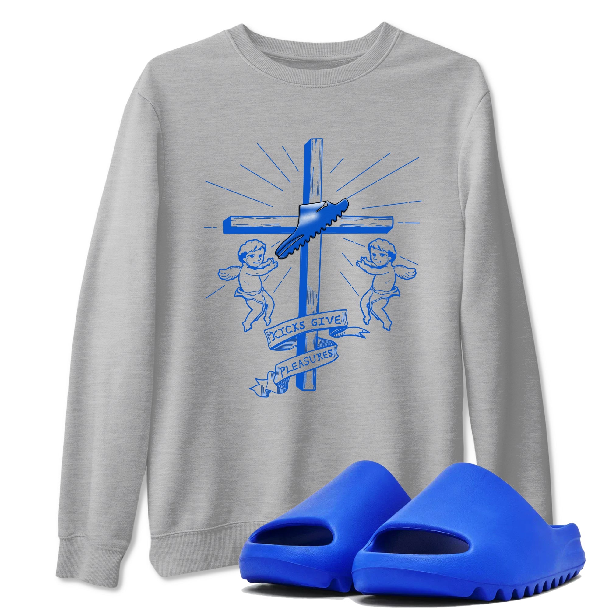 Yeezy Slide Azure shirts to match jordans Kicks Give You Pleasures sneaker match tees Yeezy Slide Azure Drip Gear Zone streetwear brand Heather Grey 1 unisex cotton tee