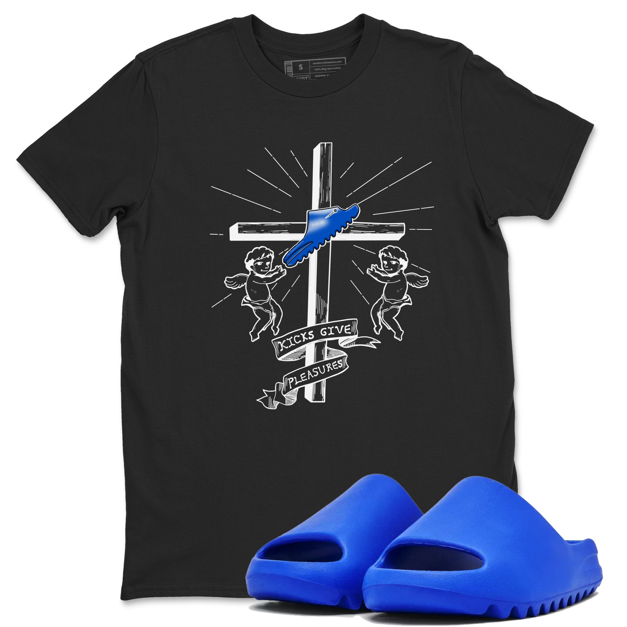 Yeezy Slide Azure shirts to match jordans Kicks Give You Pleasures sneaker match tees Yeezy Slide Azure Drip Gear Zone streetwear brand Black 1 unisex cotton tee