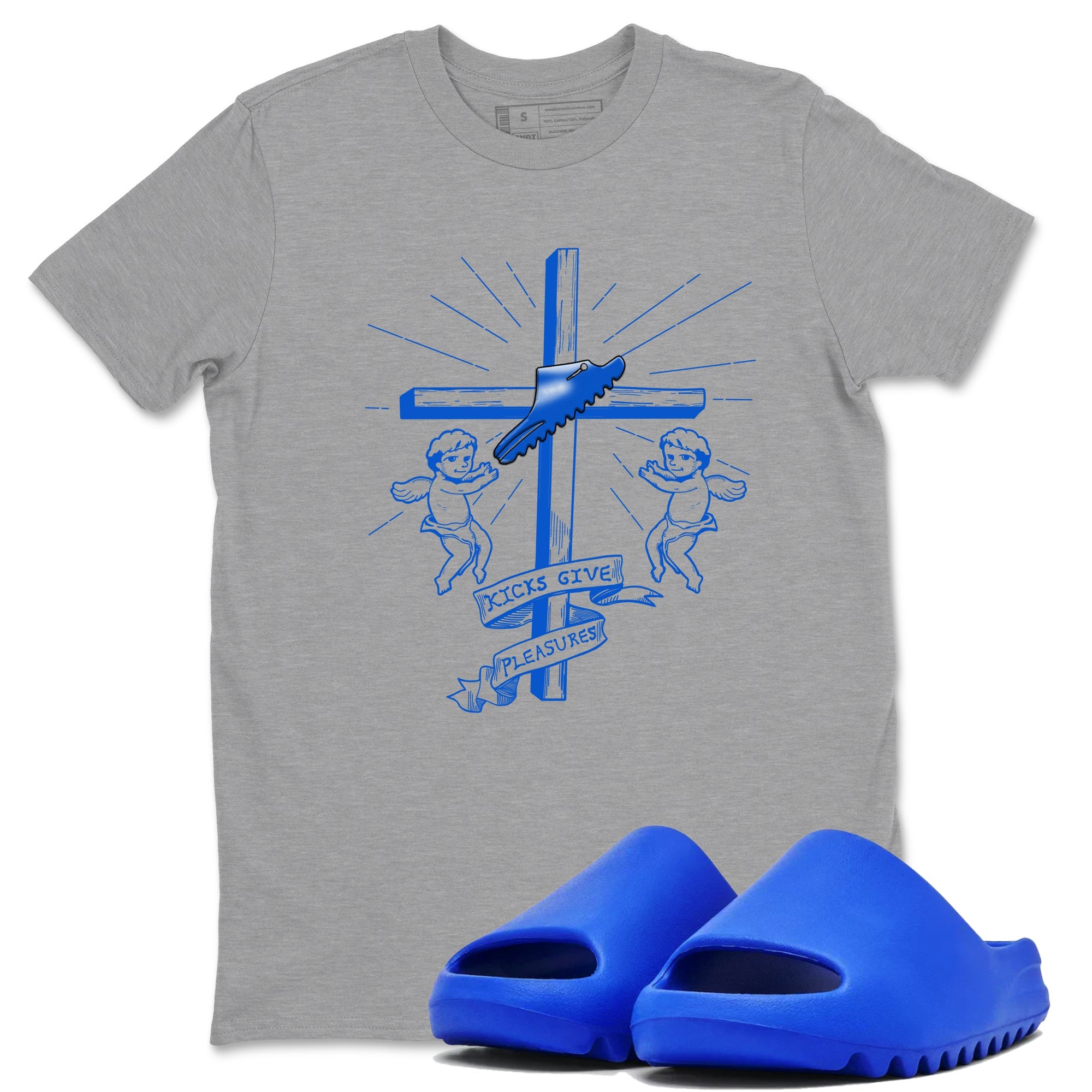 Yeezy Slide Azure shirts to match jordans Kicks Give You Pleasures sneaker match tees Yeezy Slide Azure Drip Gear Zone streetwear brand Heather Grey 1 unisex cotton tee