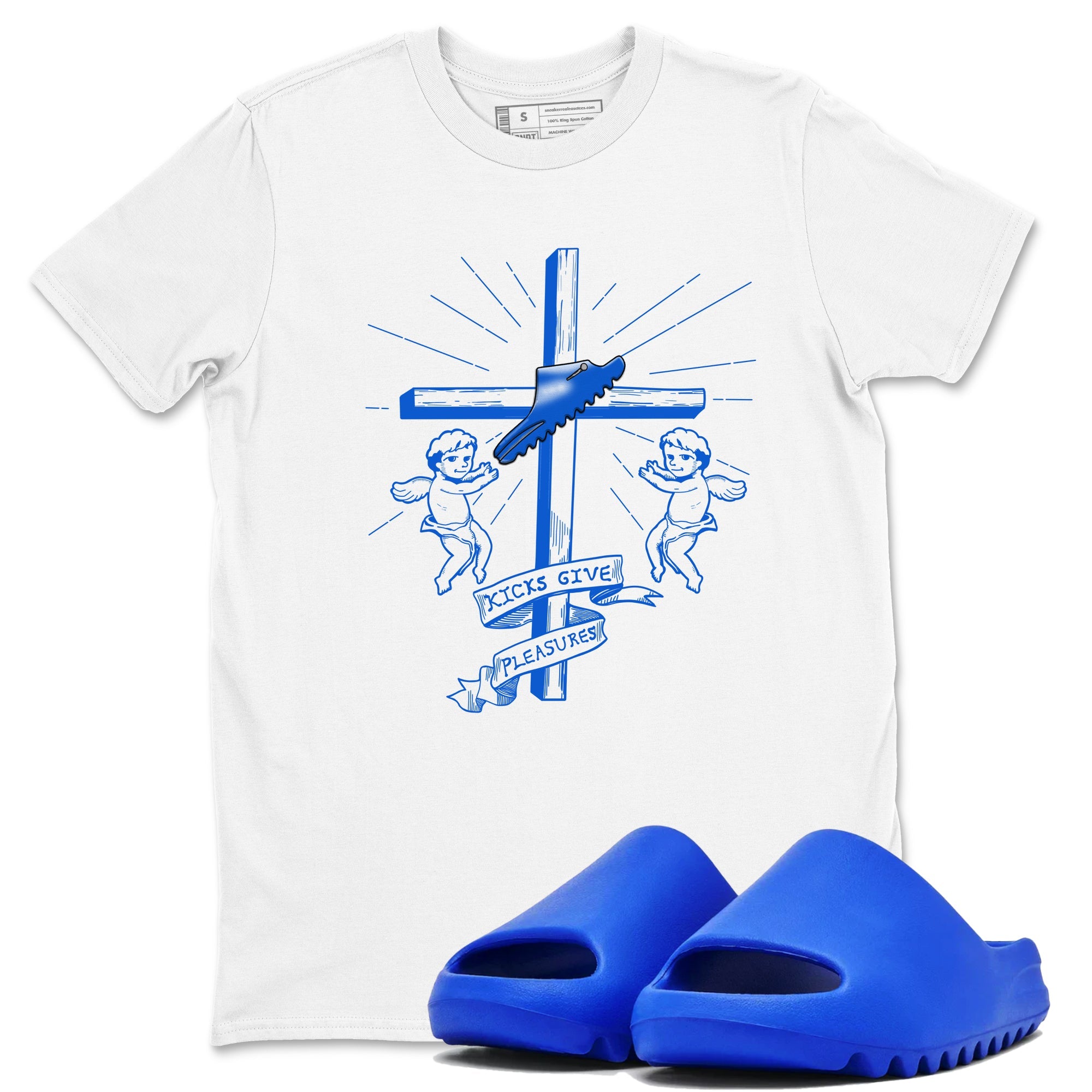 Yeezy Slide Azure shirts to match jordans Kicks Give You Pleasures sneaker match tees Yeezy Slide Azure Drip Gear Zone streetwear brand White 1 unisex cotton tee