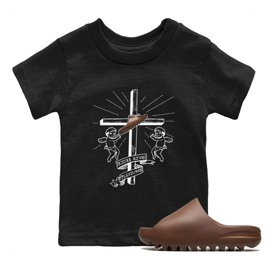Yeezy Slide Flax shirts to match jordans Kicks Give You Pleasures sneaker match tees Yeezy Slide Flax Drip Gear Zone streetwear brand Baby and Youth Black 1 cotton tee