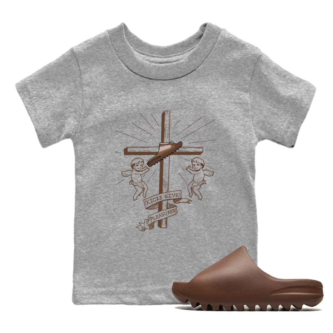 Yeezy Slide Flax shirts to match jordans Kicks Give You Pleasures sneaker match tees Yeezy Slide Flax Drip Gear Zone streetwear brand Baby and Youth Heather Grey 1 cotton tee
