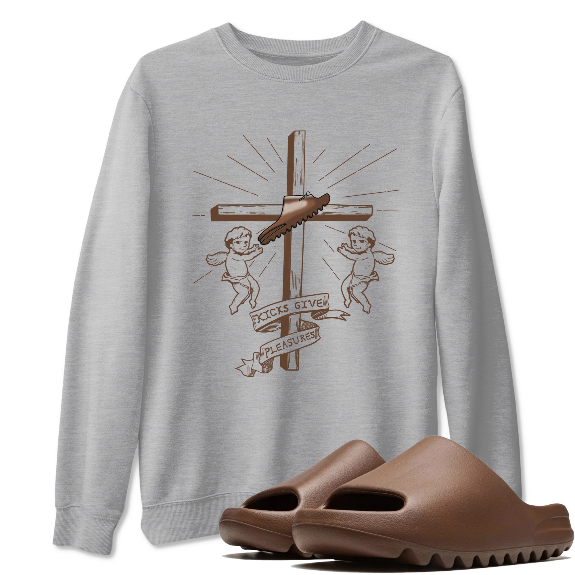 Yeezy Slide Flax shirts to match jordans Kicks Give You Pleasures sneaker match tees Yeezy Slide Flax Drip Gear Zone streetwear brand Heather Grey 1 unisex cotton tee