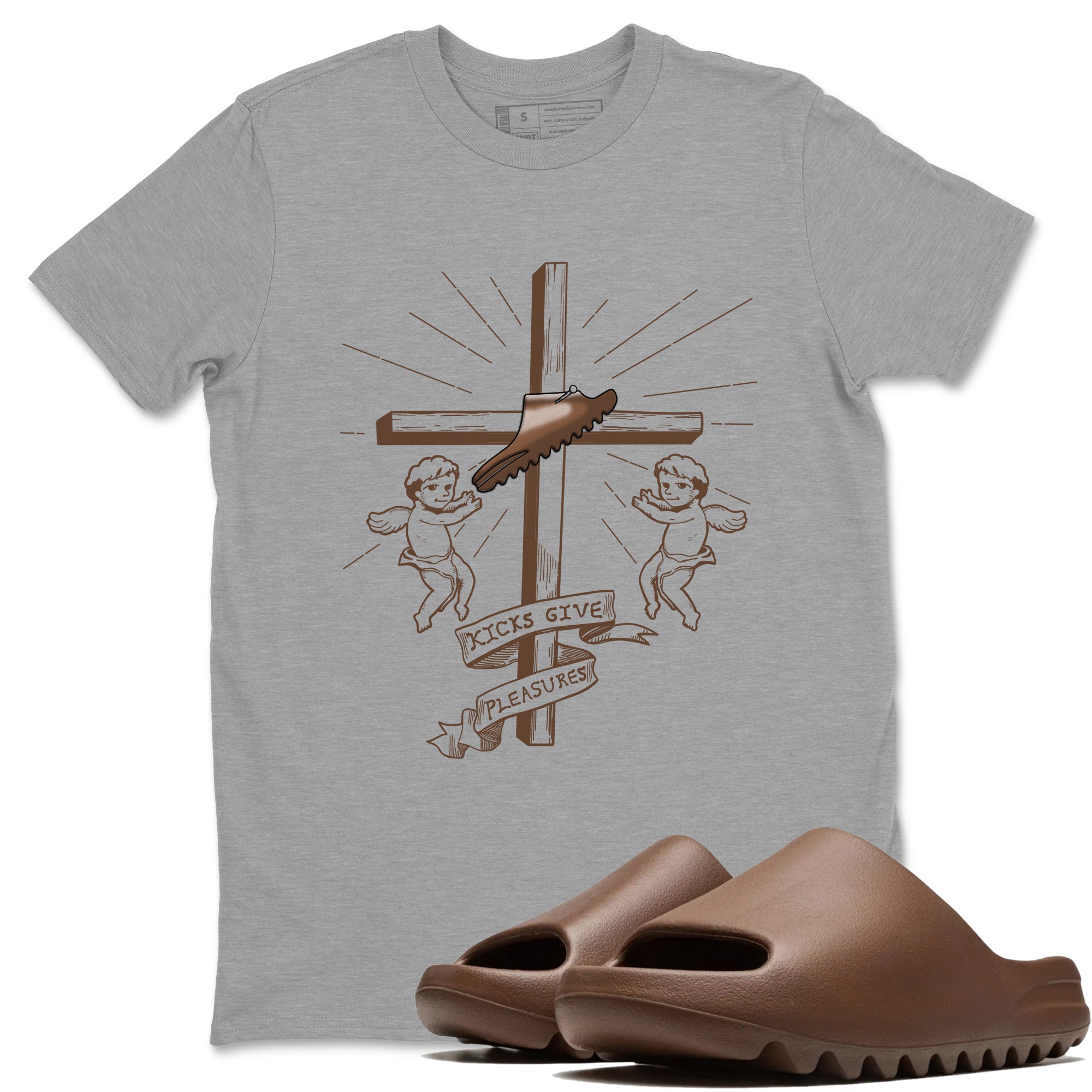 Yeezy Slide Flax shirts to match jordans Kicks Give You Pleasures sneaker match tees Yeezy Slide Flax Drip Gear Zone streetwear brand Heather Grey 1 unisex cotton tee