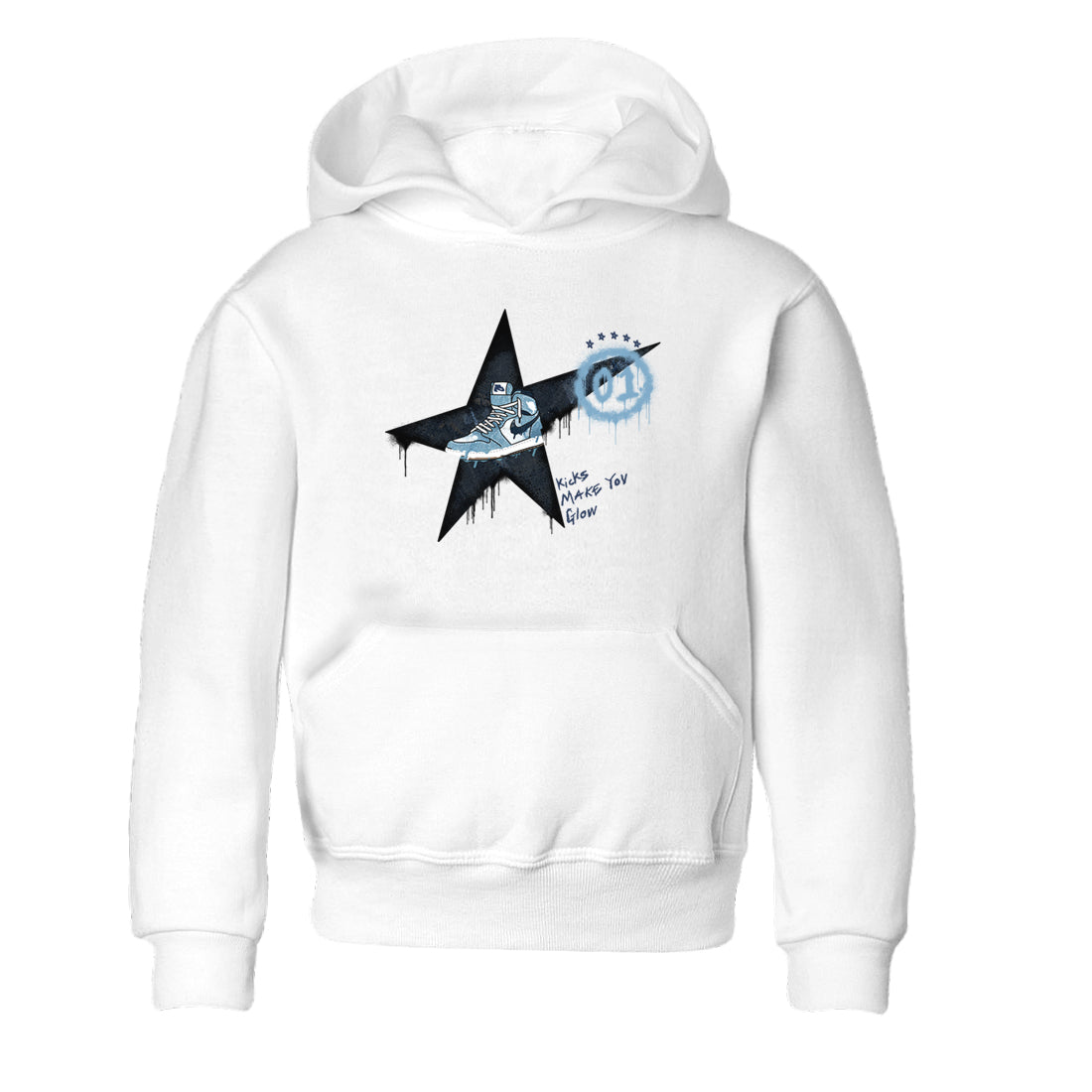 1s Denim shirts to match jordans Kicks Make You Glow sneaker match tees Air Jordan 1 Denim Drip Gear Zone streetwear brand Baby and Youth White 2 cotton tee