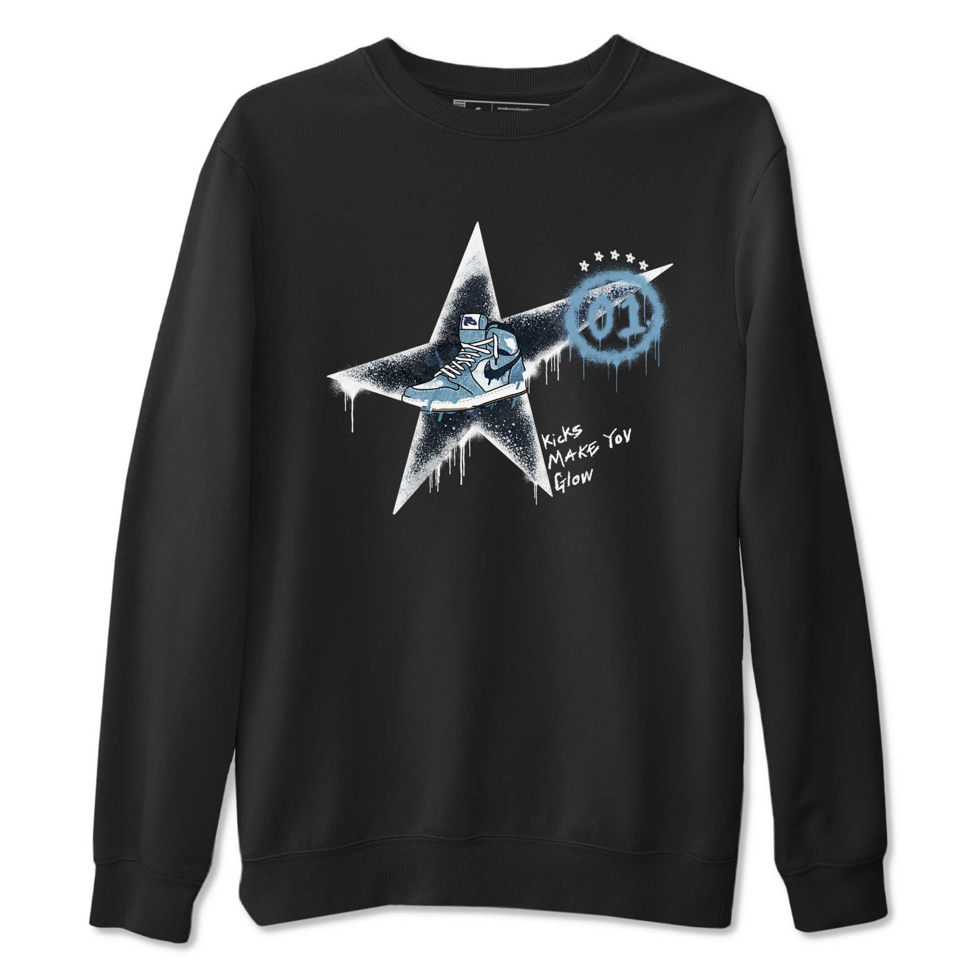 1s Denim shirts to match jordans Kicks Make You Glow sneaker match tees Air Jordan 1 Denim Drip Gear Zone streetwear brand Black 2 unisex cotton tee