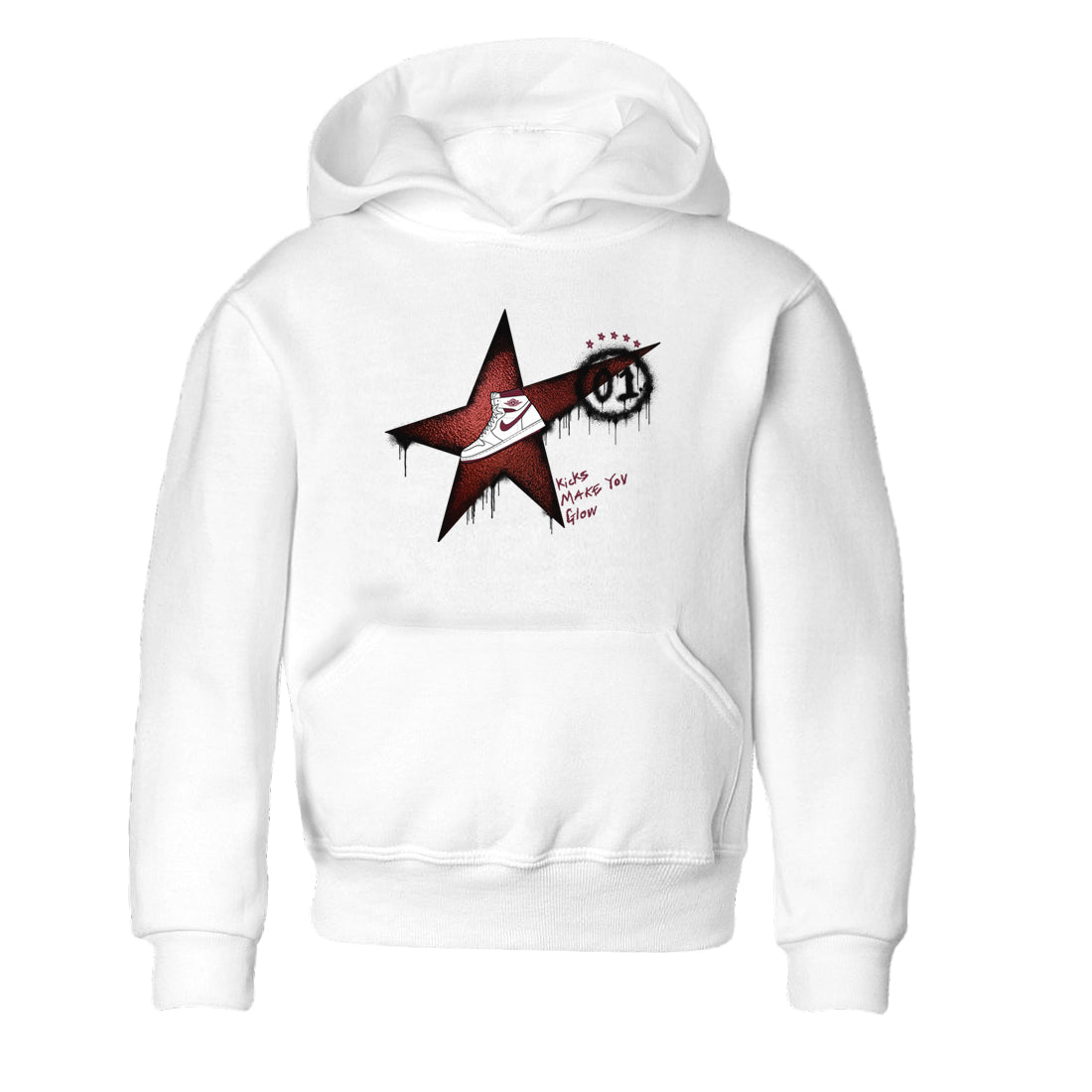 AJ1 High '85 Metallic Burgundy shirts to match jordans Kicks Make You Glow sneaker match tees 1s High '85 Metallic Burgundy Drip Gear Zone streetwear brand Baby and Youth White 2 cotton tee