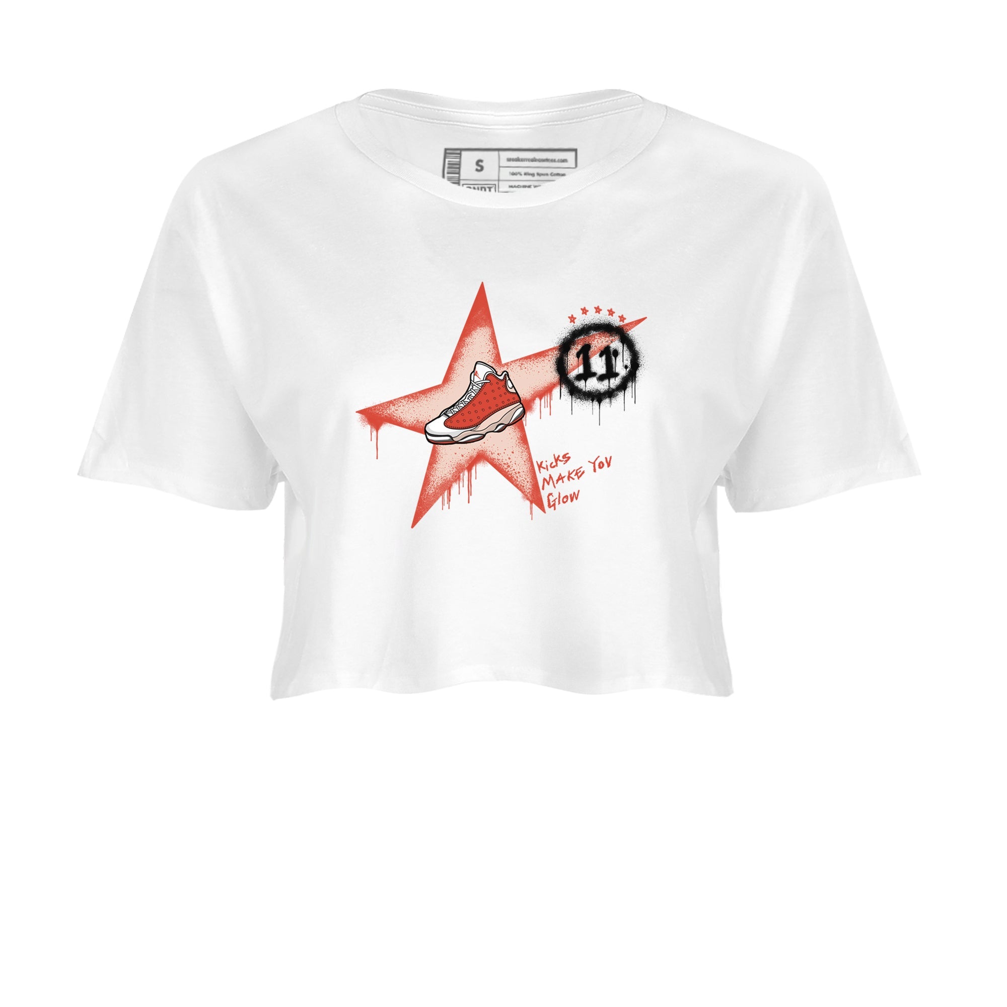 13s Dune Red shirts to match jordans Kicks Make You Glow sneaker match tees Air Jordan 13 Dune Red Drip Gear Zone streetwear brand White 2 crop tee