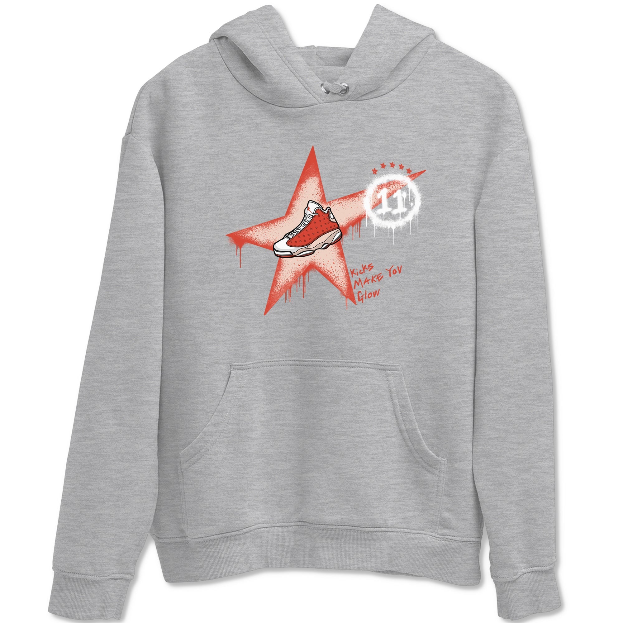 13s Dune Red shirts to match jordans Kicks Make You Glow sneaker match tees Air Jordan 13 Dune Red Drip Gear Zone streetwear brand Heather Grey 2 unisex cotton tee