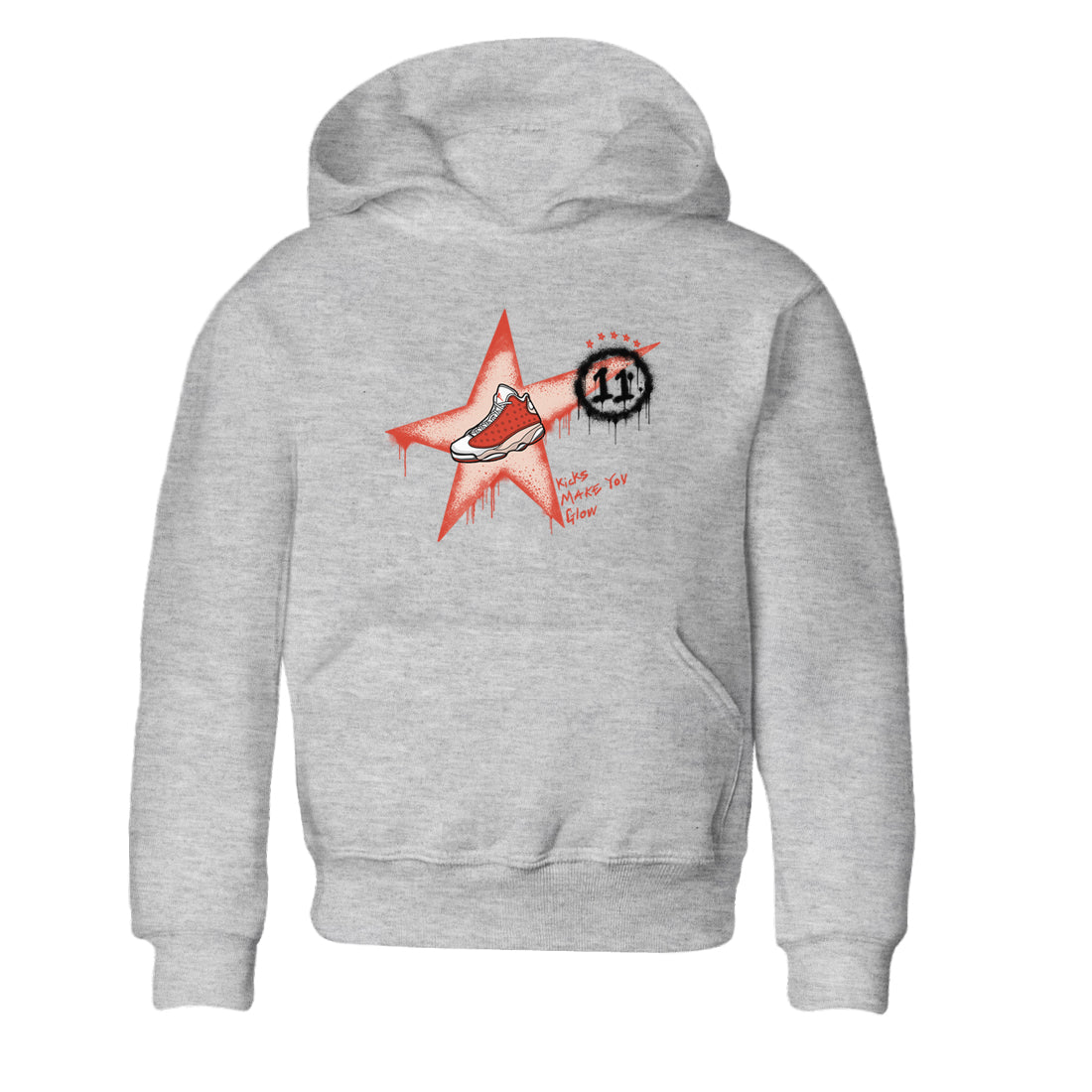 13s Dune Red shirts to match jordans Kicks Make You Glow sneaker match tees Air Jordan 13 Dune Red Drip Gear Zone streetwear brand Baby and Youth Heather Grey 2 cotton tee